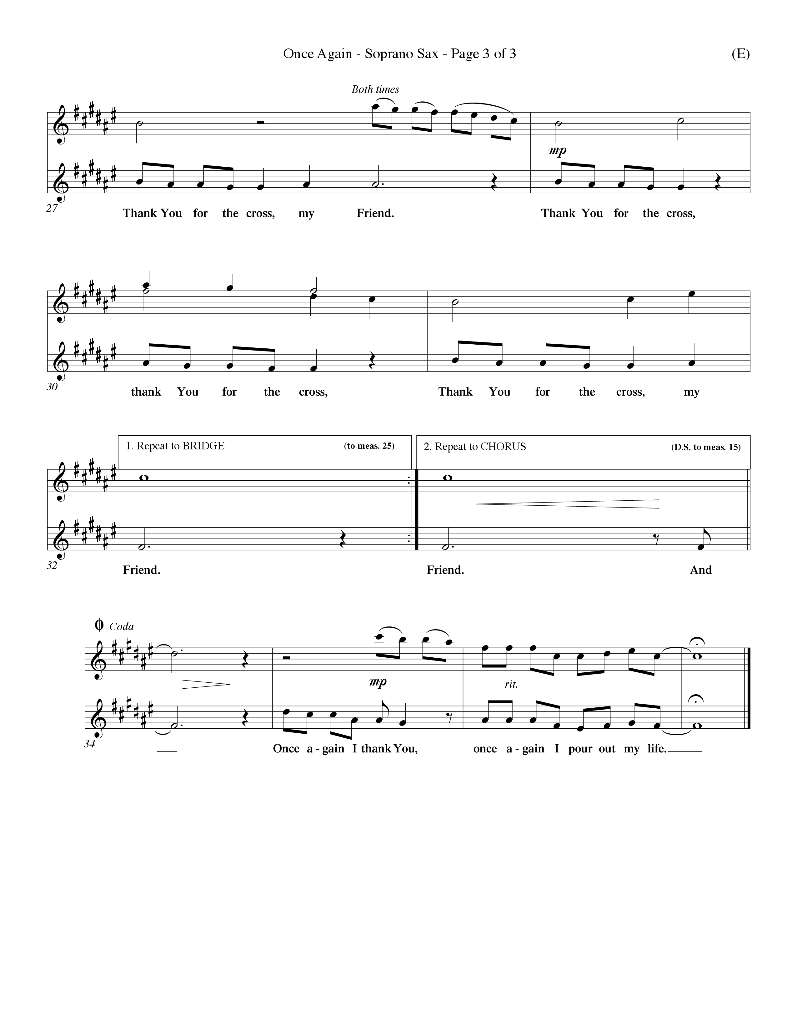 Once Again (Choral Anthem SATB) Saxophone (Word Music Choral / Orch. Keith Wilbanks)
