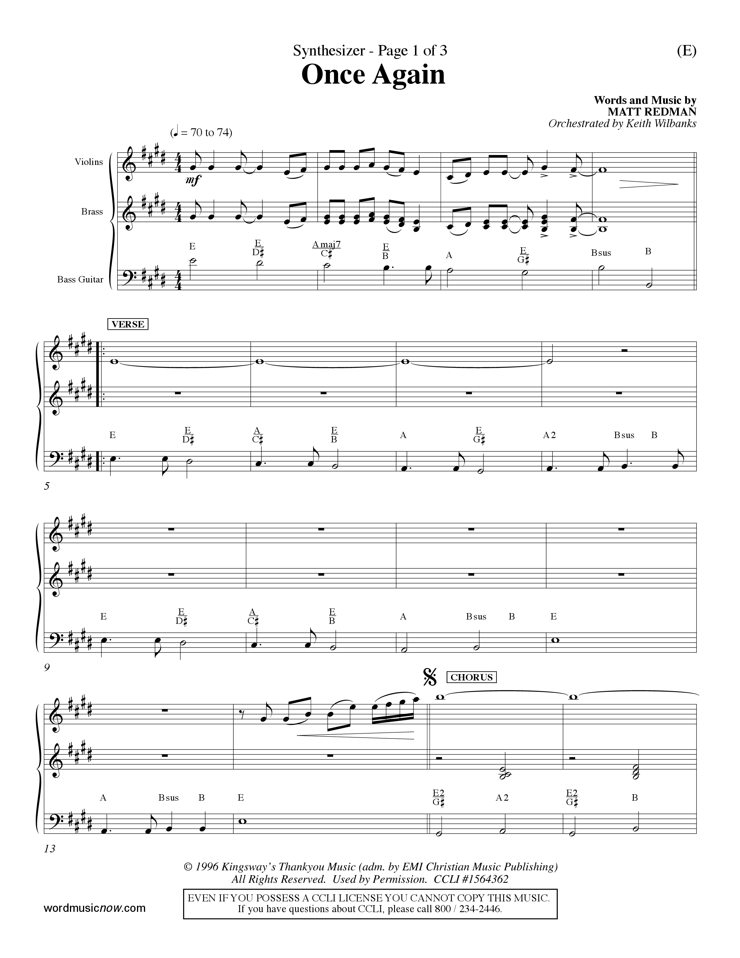 Once Again (Choral Anthem SATB) Synth (Word Music Choral / Orch. Keith Wilbanks)