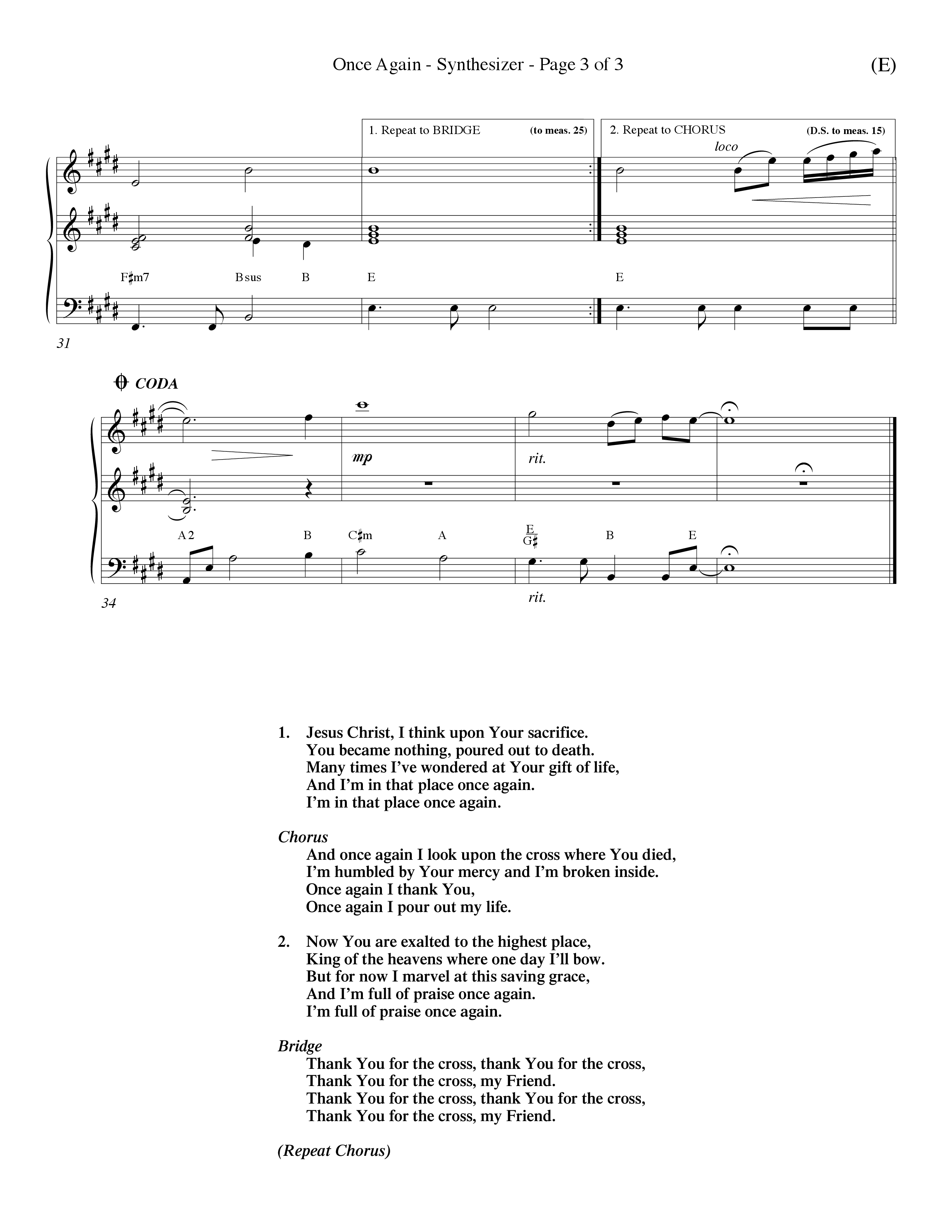 Once Again (Choral Anthem SATB) Synth (Word Music Choral / Orch. Keith Wilbanks)