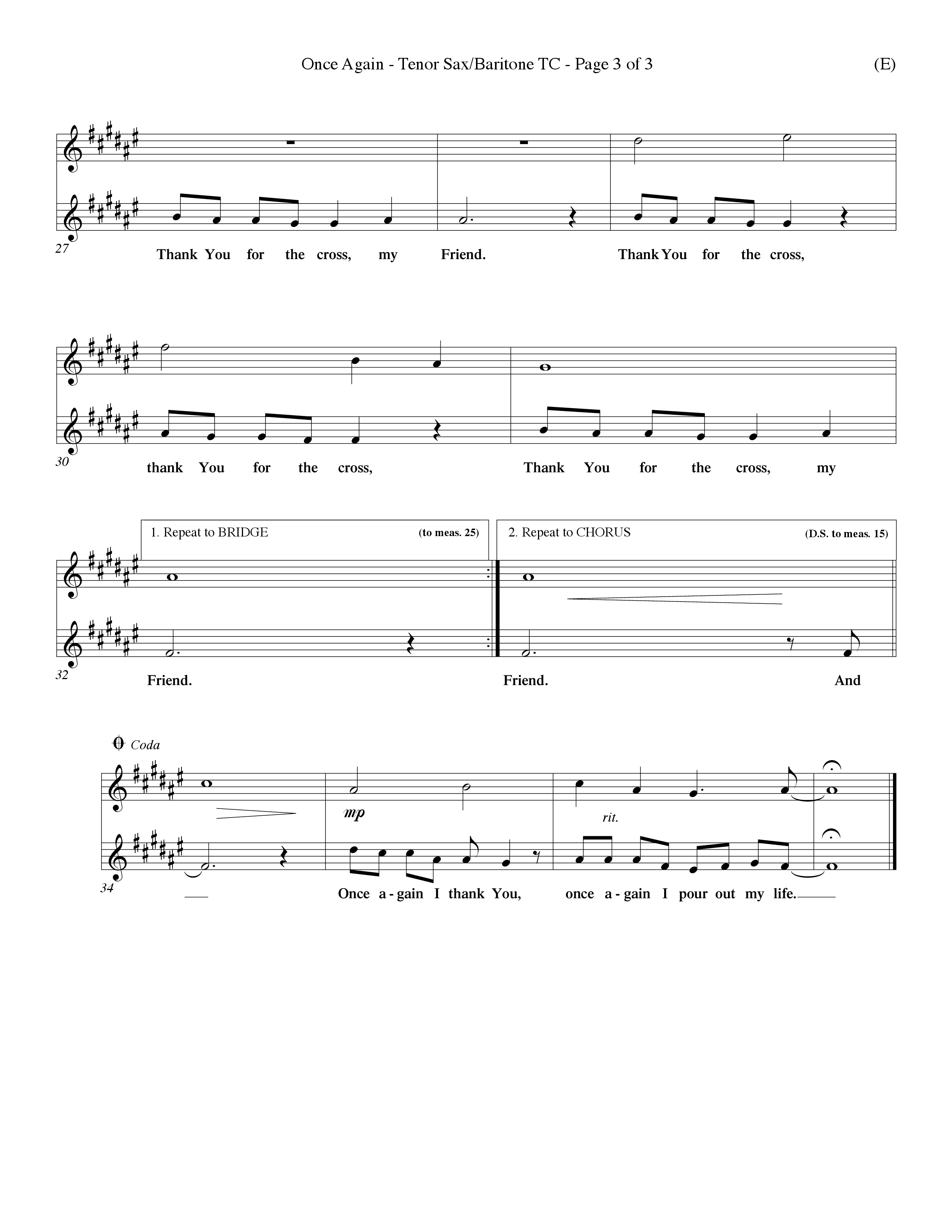 Once Again (Choral Anthem SATB) Tenor Sax/Baritone T.C. (Word Music Choral / Orch. Keith Wilbanks)