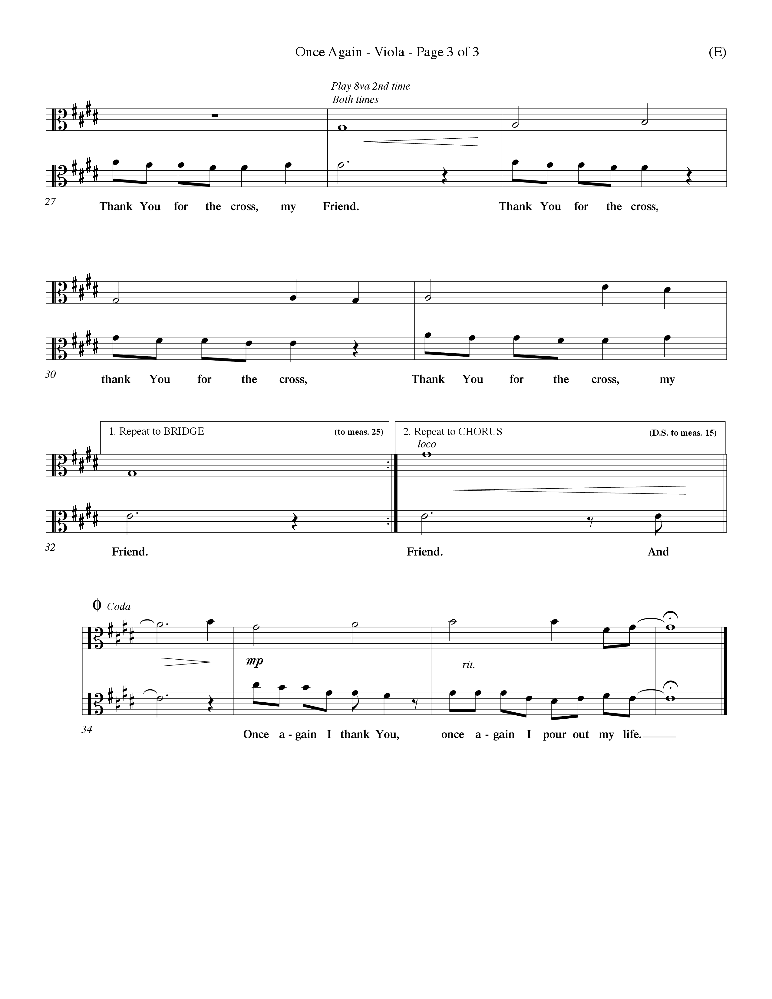 Once Again (Choral Anthem SATB) Viola (Word Music Choral / Orch. Keith Wilbanks)