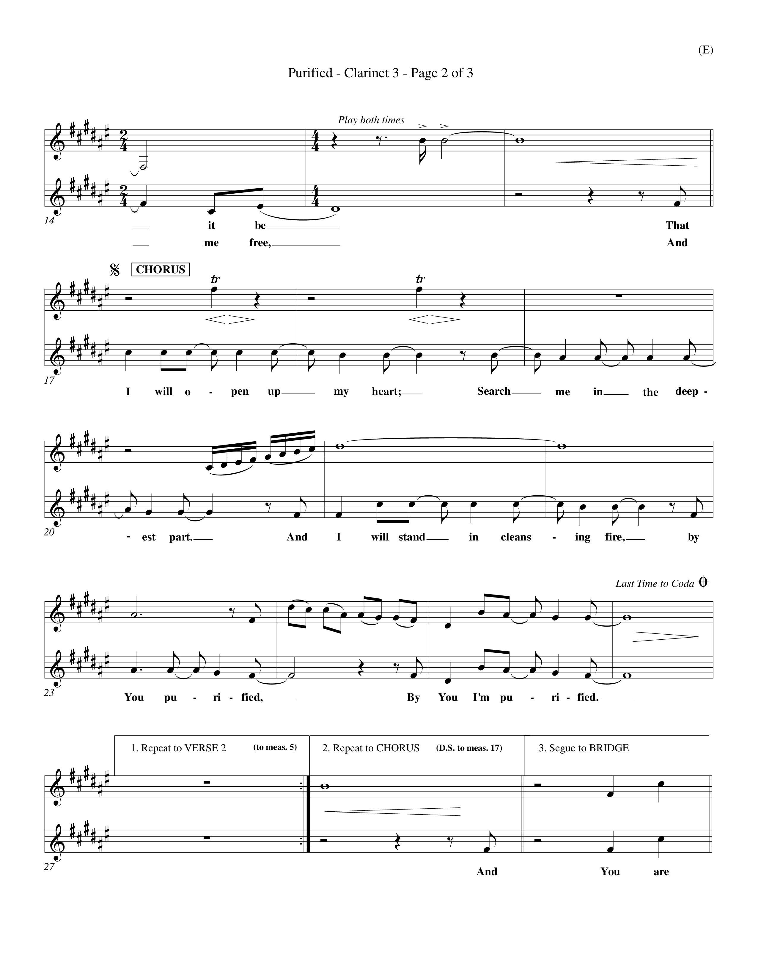 Purified (Choral Anthem SATB) Clarinet 3 (Word Music Choral / Orch. Keith Wilbanks)