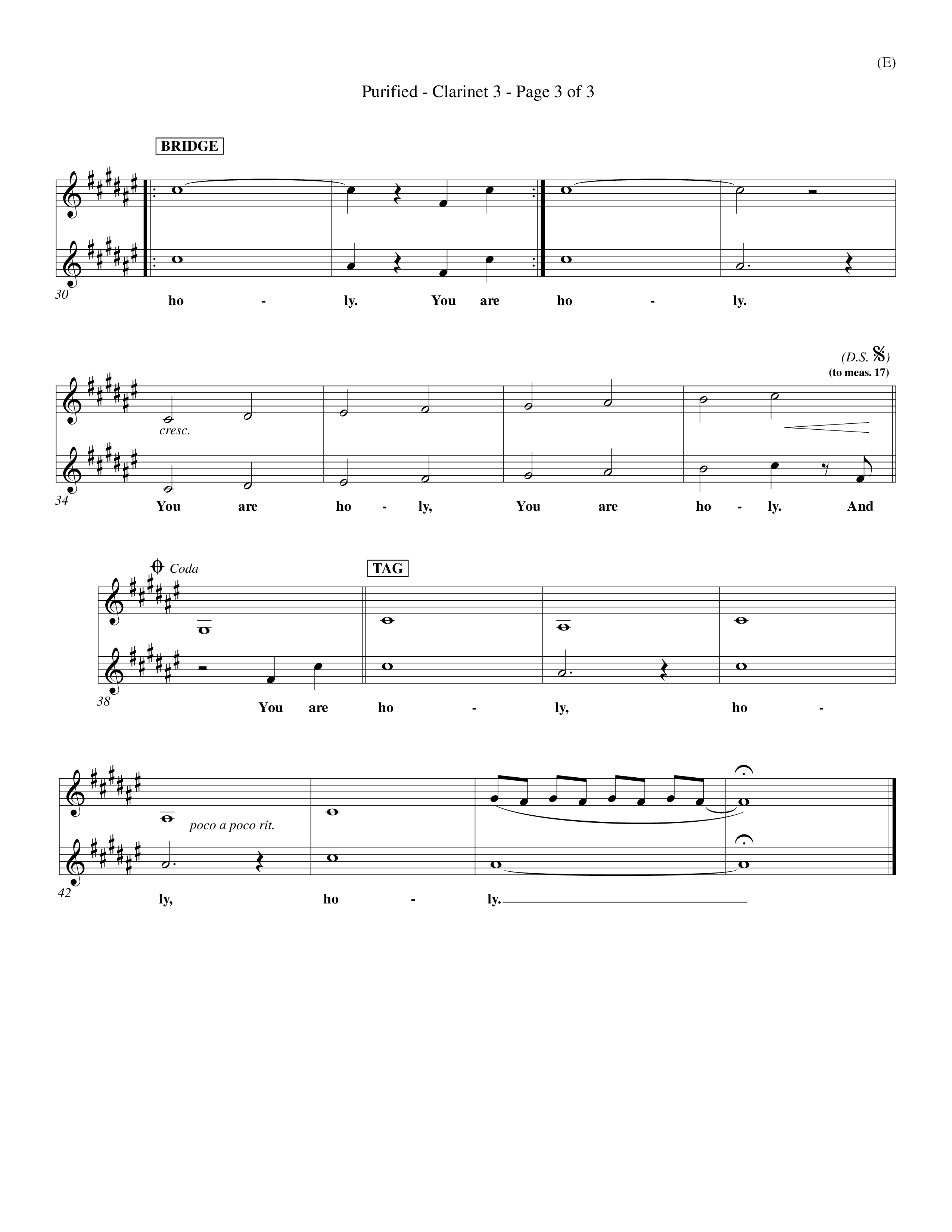 Purified (Choral Anthem SATB) Clarinet 3 (Word Music Choral / Orch. Keith Wilbanks)