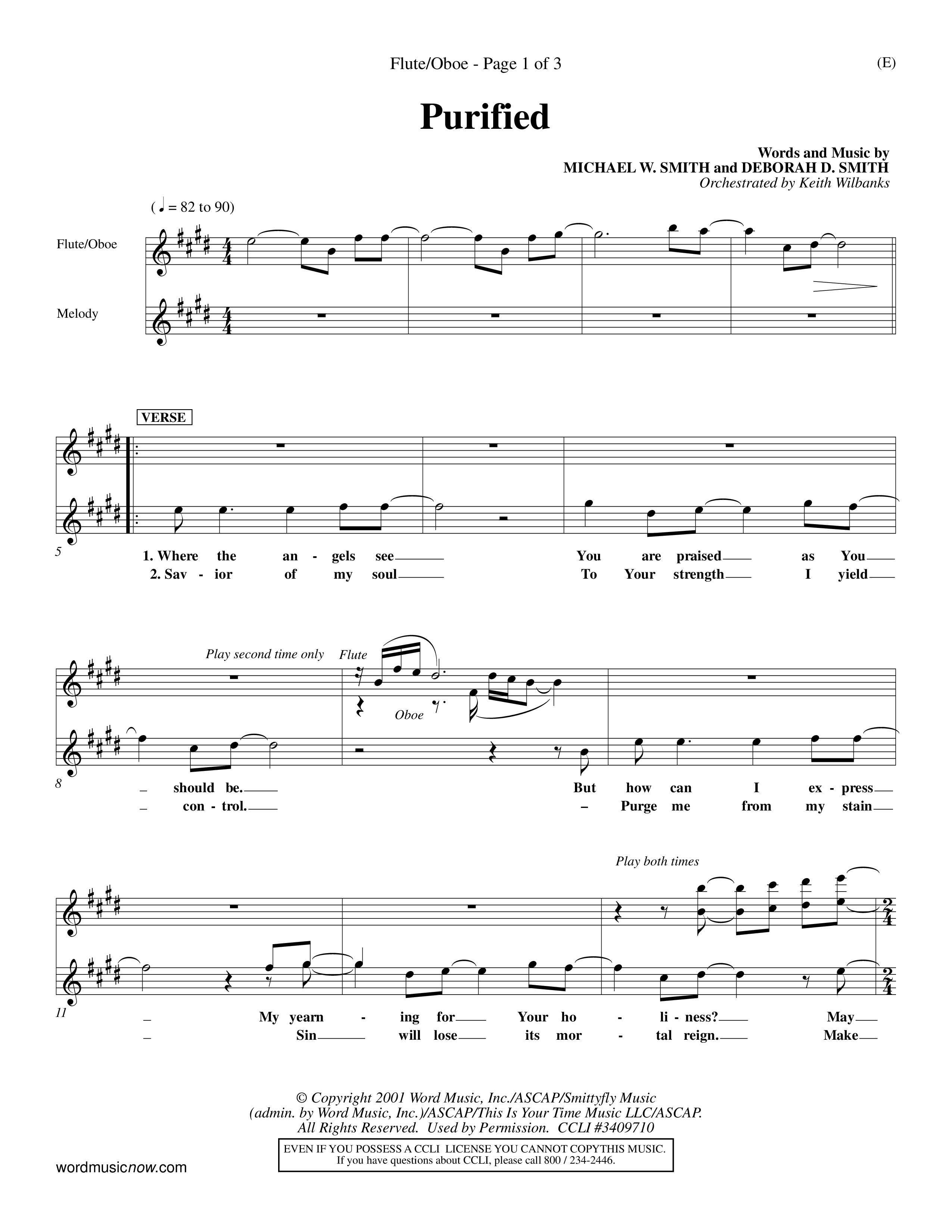 Purified (Choral Anthem SATB) Flute/Oboe (Word Music Choral / Orch. Keith Wilbanks)