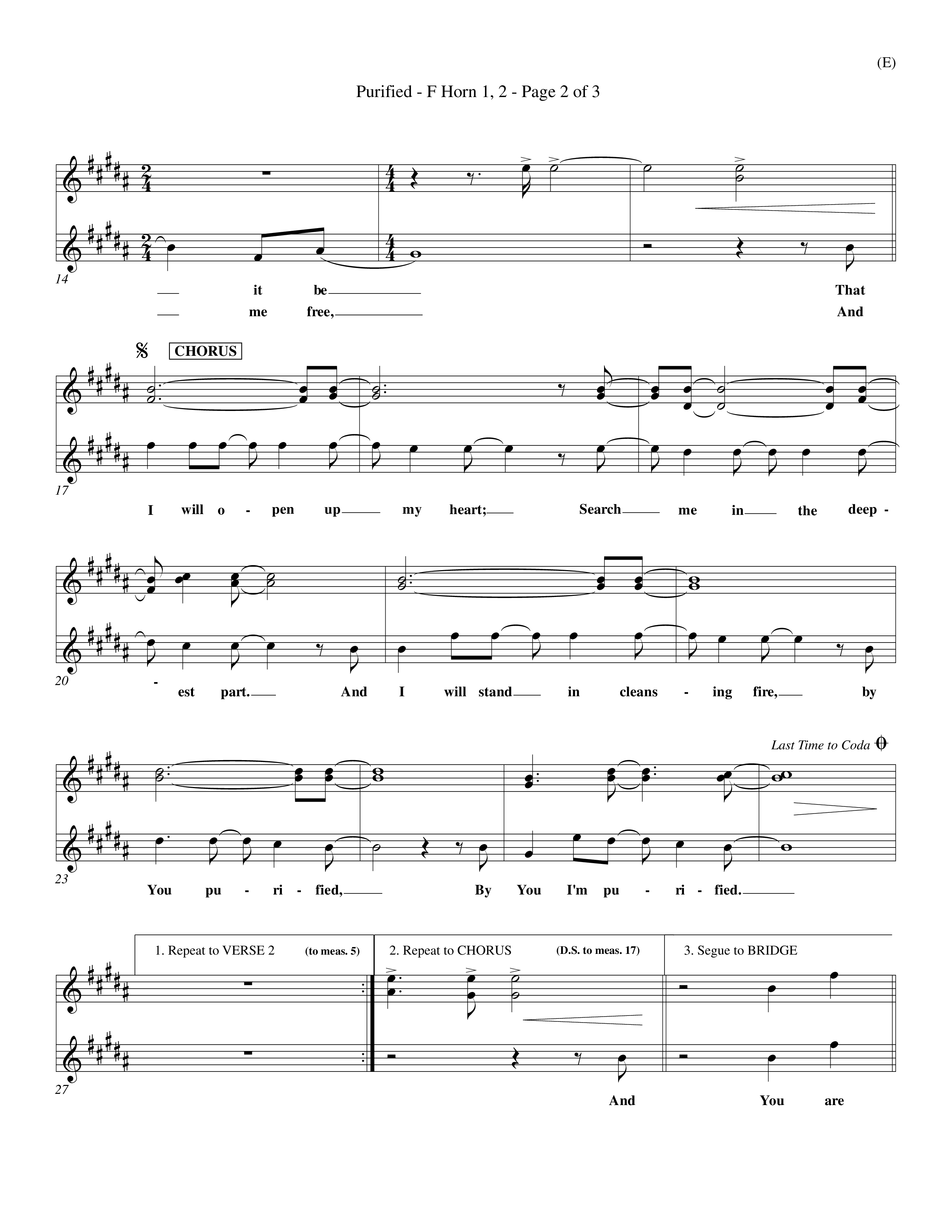 Purified (Choral Anthem SATB) French Horn (Word Music Choral / Orch. Keith Wilbanks)