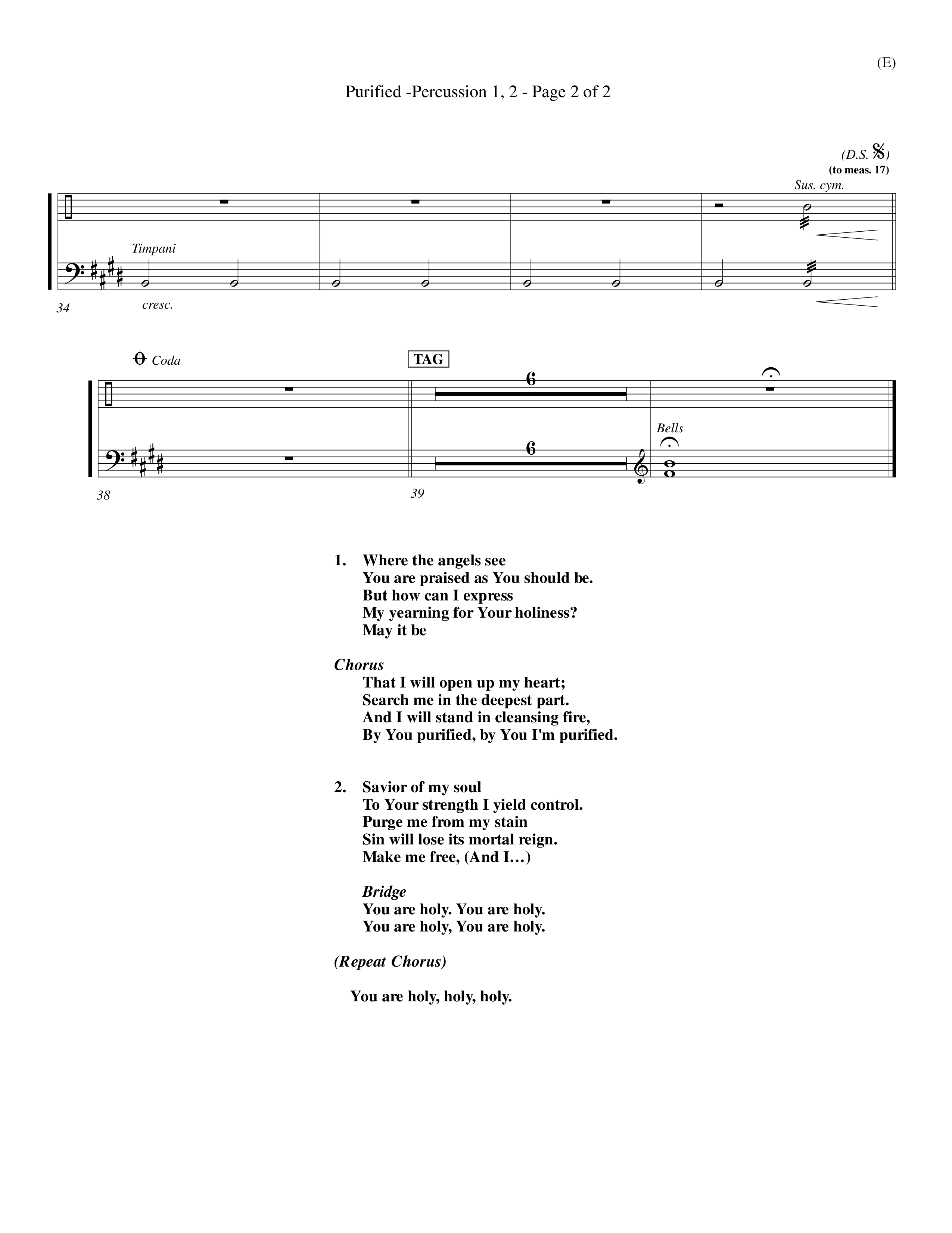 Purified (Choral Anthem SATB) Percussion 1/2 (Word Music Choral / Orch. Keith Wilbanks)