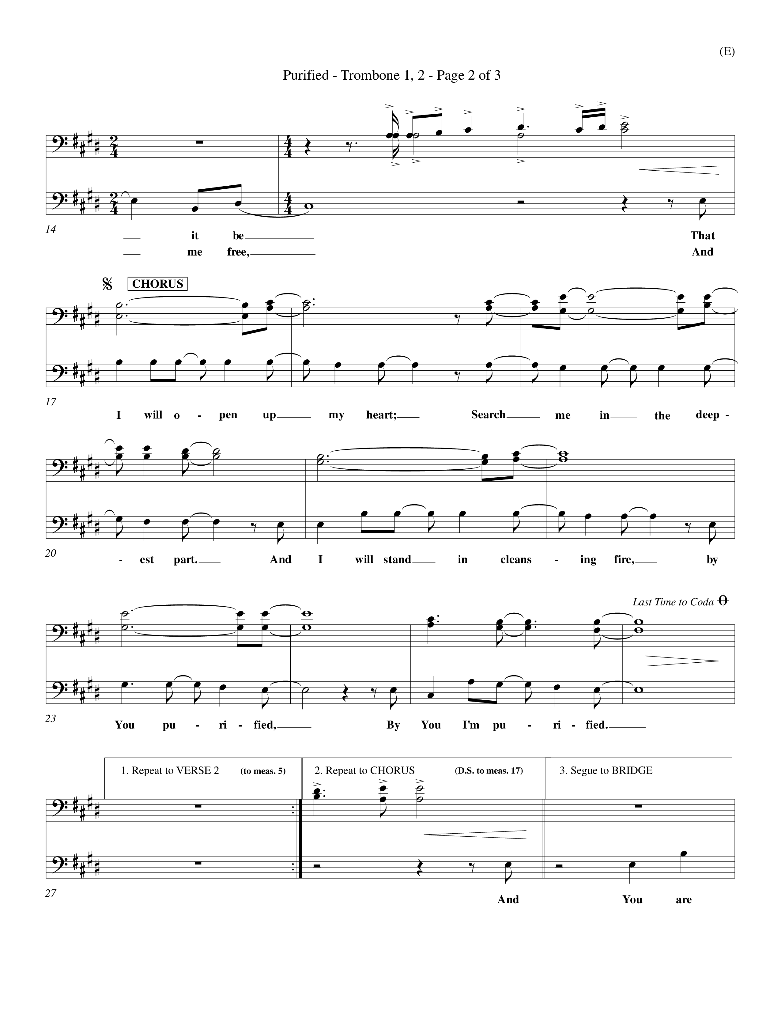 Purified (Choral Anthem SATB) Trombone 1/2 (Word Music Choral / Orch. Keith Wilbanks)