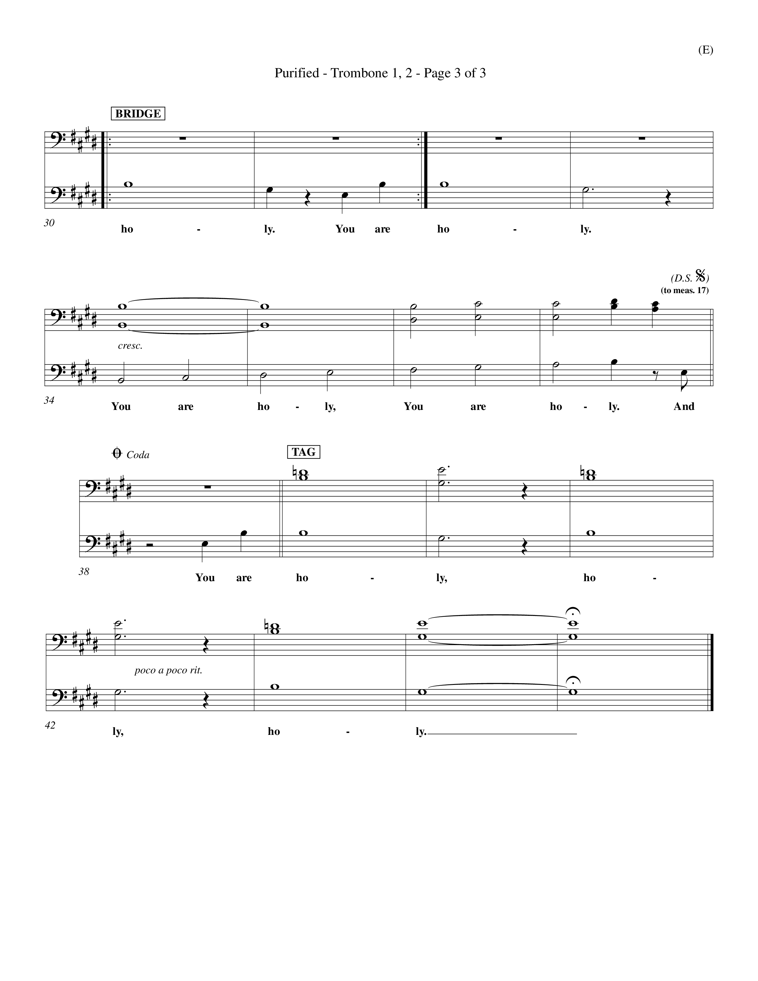 Purified (Choral Anthem SATB) Trombone 1/2 (Word Music Choral / Orch. Keith Wilbanks)