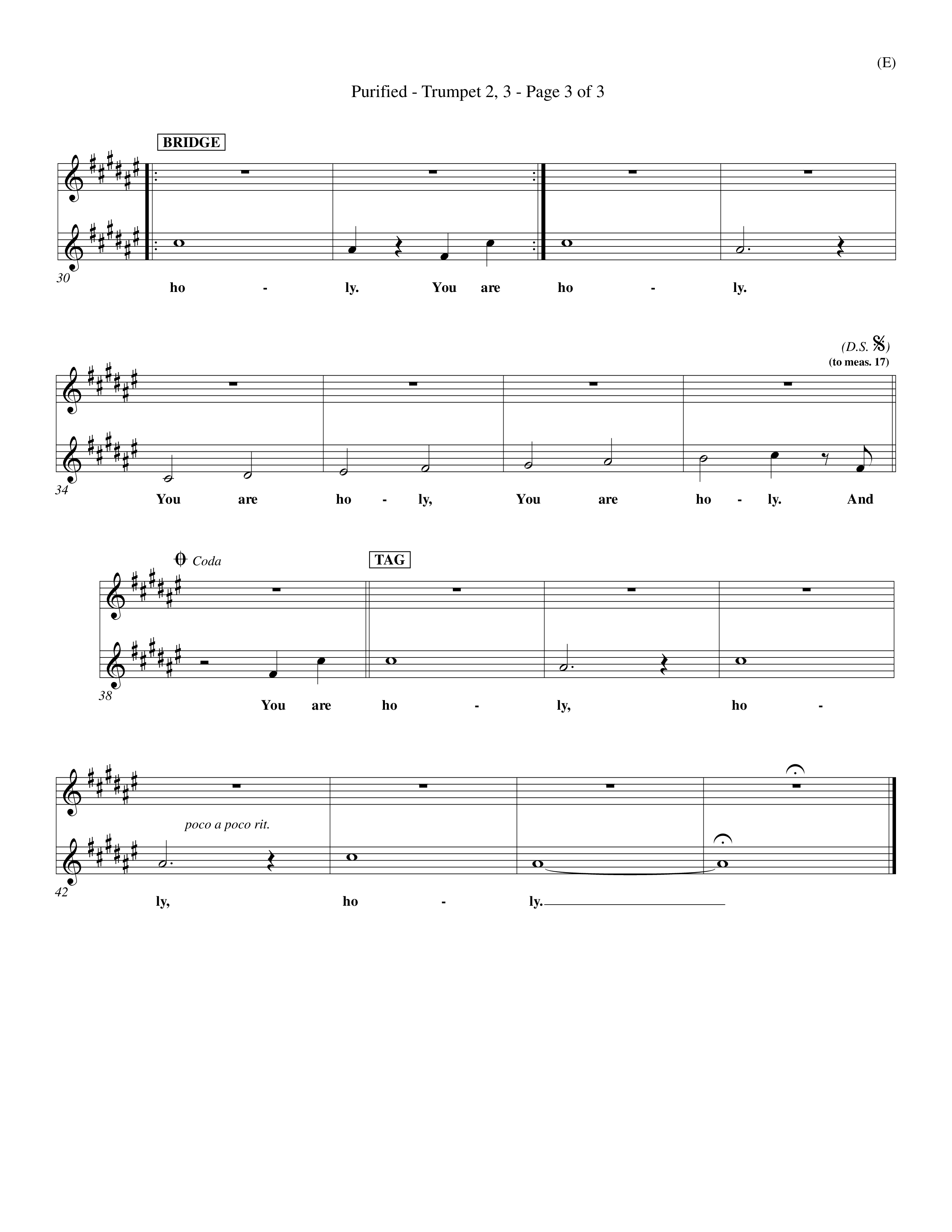Purified (Choral Anthem SATB) Trumpet 2/3 (Word Music Choral / Orch. Keith Wilbanks)