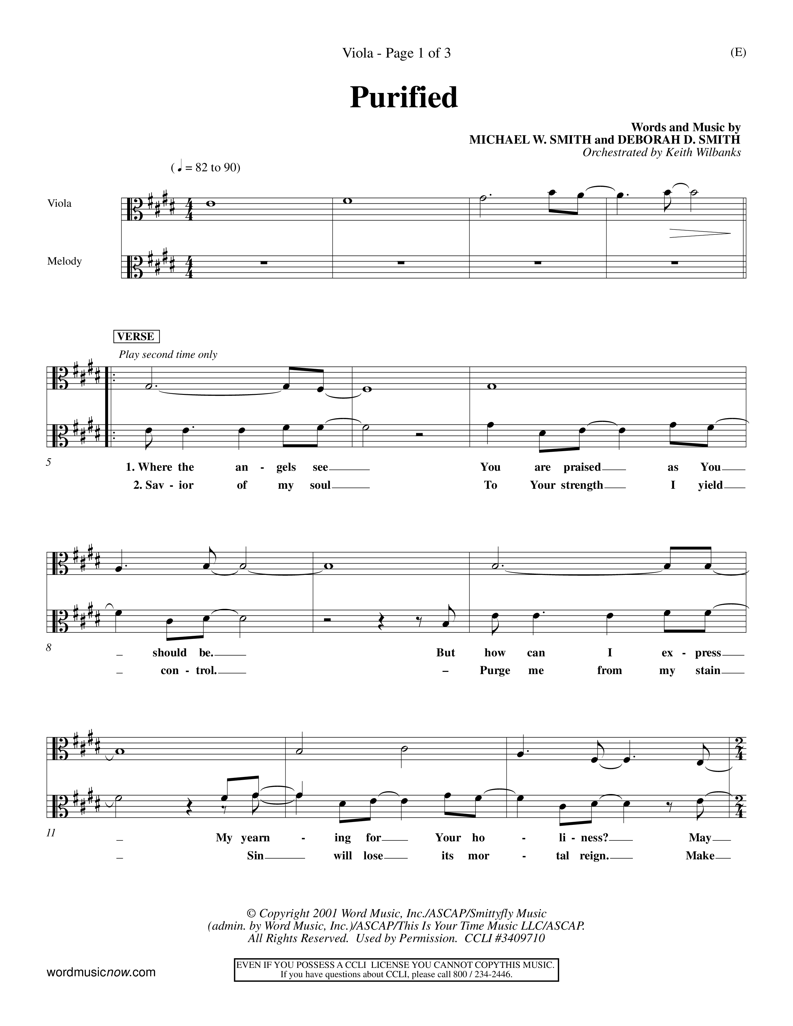 Purified (Choral Anthem SATB) Viola (Word Music Choral / Orch. Keith Wilbanks)