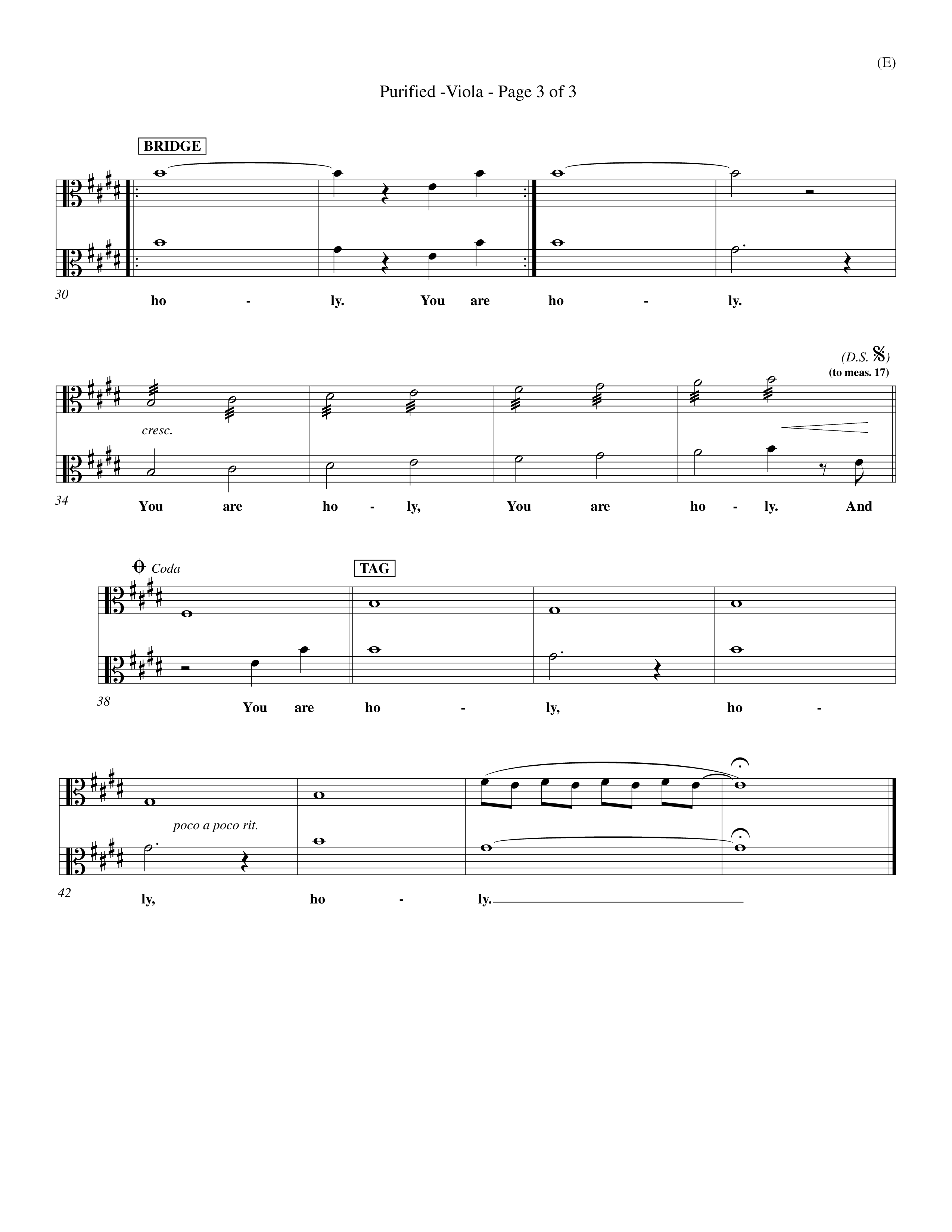 Purified (Choral Anthem SATB) Viola (Word Music Choral / Orch. Keith Wilbanks)