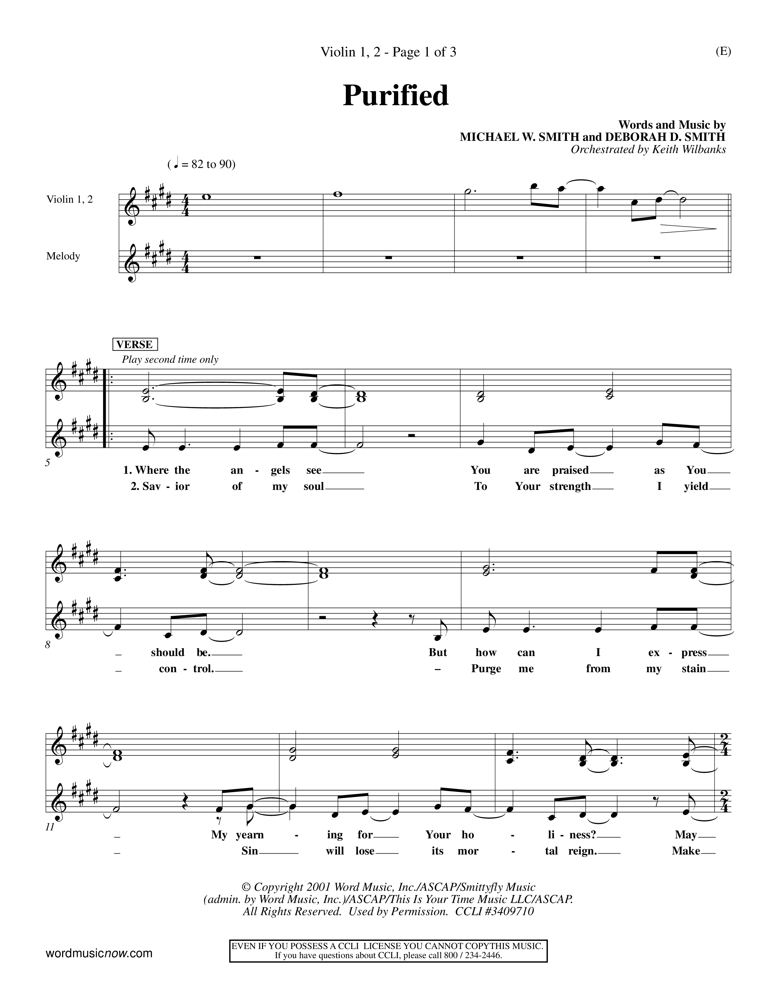 Purified (Choral Anthem SATB) Violin 1/2 (Word Music Choral / Orch. Keith Wilbanks)