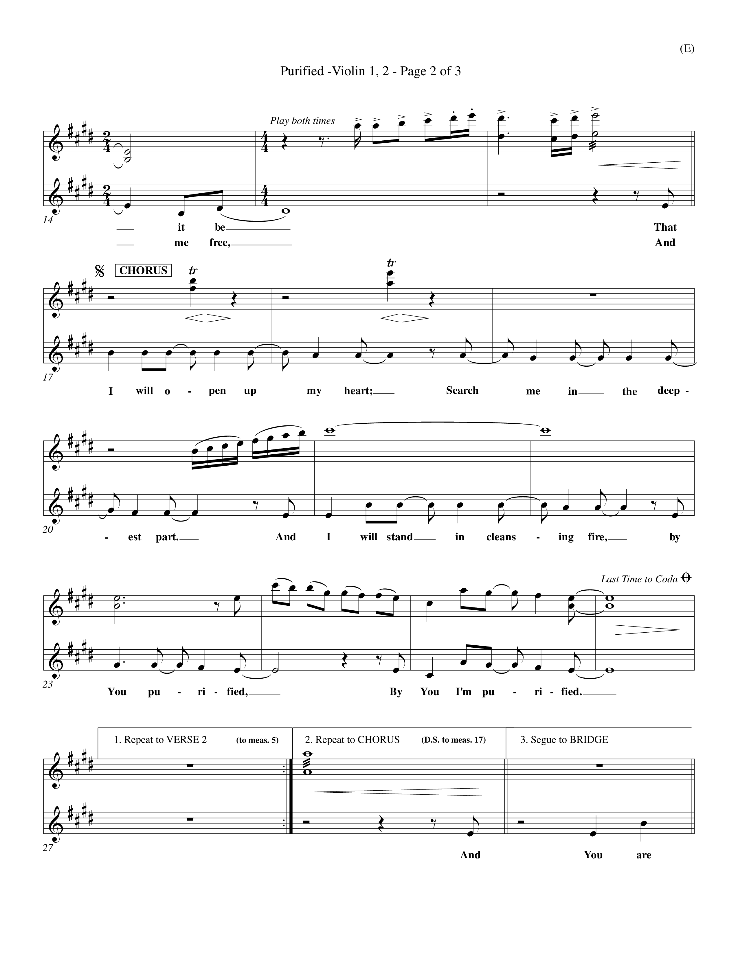 Purified (Choral Anthem SATB) Violin 1/2 (Word Music Choral / Orch. Keith Wilbanks)