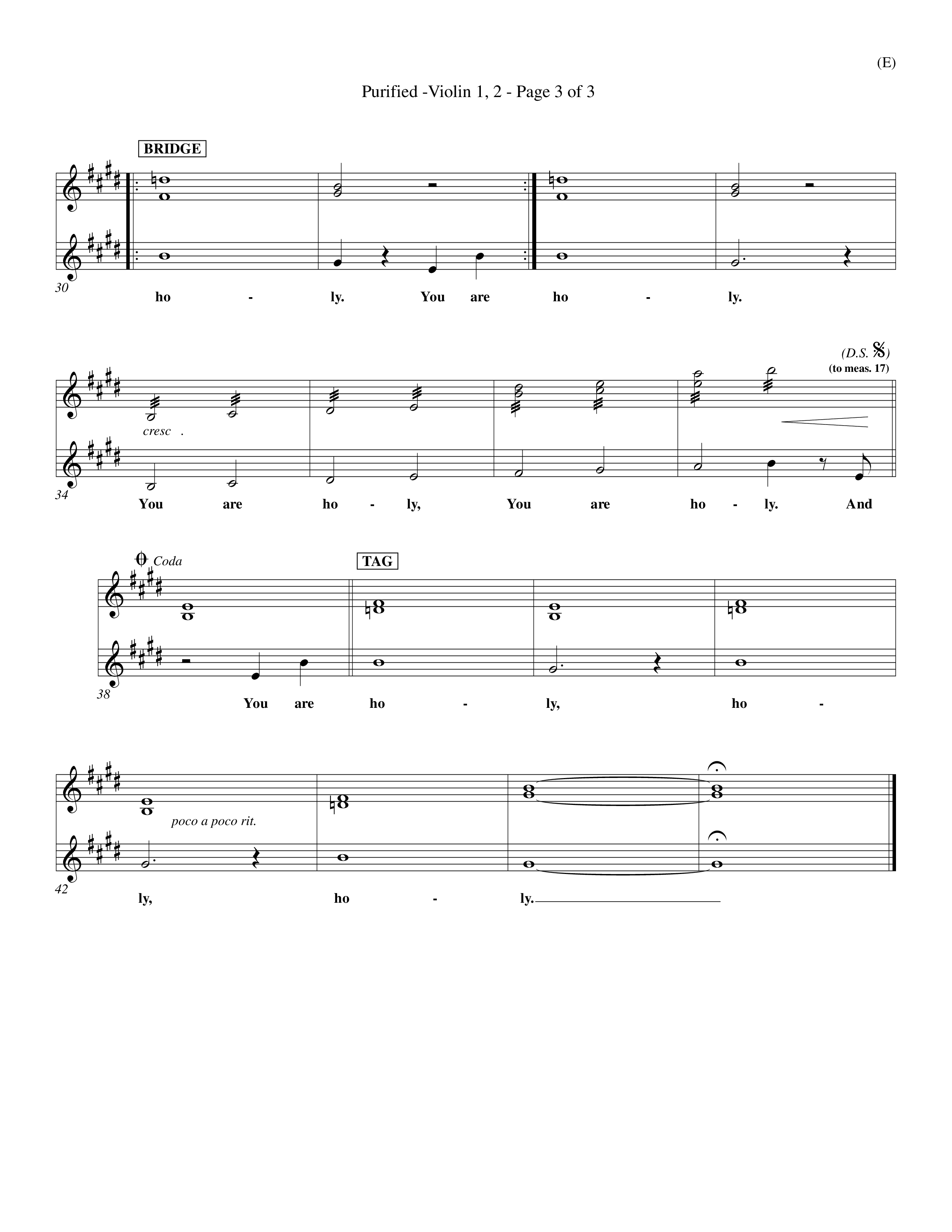 Purified (Choral Anthem SATB) Violin 1/2 (Word Music Choral / Orch. Keith Wilbanks)
