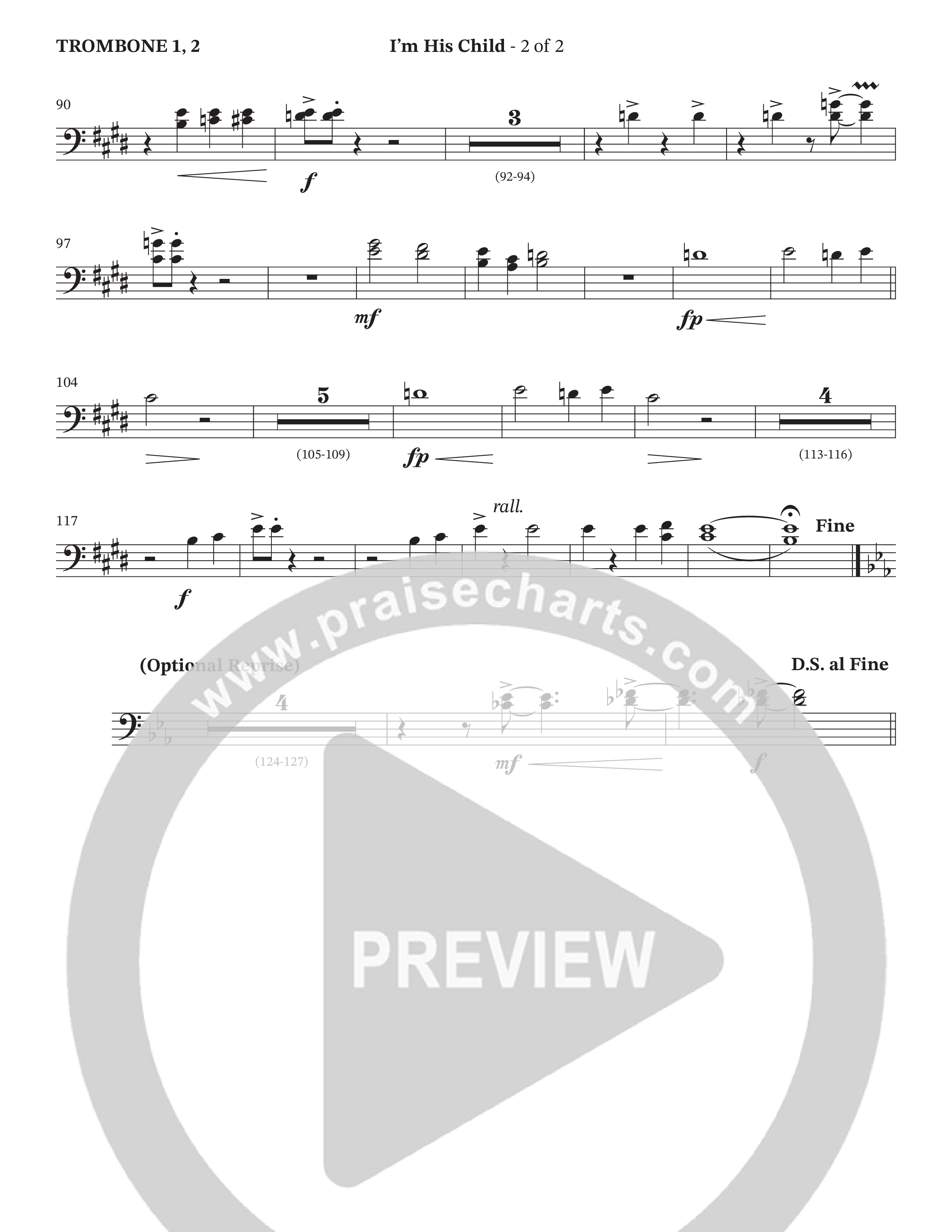 I'm His Child (with Jesus What A Wonderful Child) (Choral Anthem SATB) Trombone 1/2 (Hillcrest Nashville / Arr. Wayne Haun / Orch. Jim Hammerly)