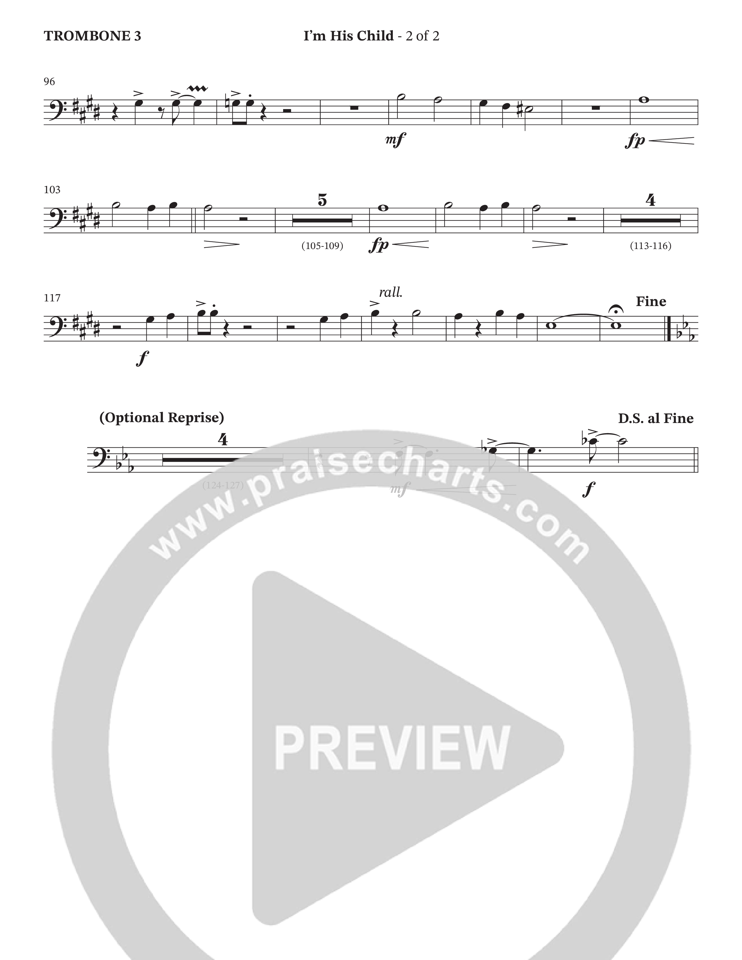 I'm His Child (with Jesus What A Wonderful Child) (Choral Anthem SATB) Trombone 3 (Hillcrest Nashville / Arr. Wayne Haun / Orch. Jim Hammerly)
