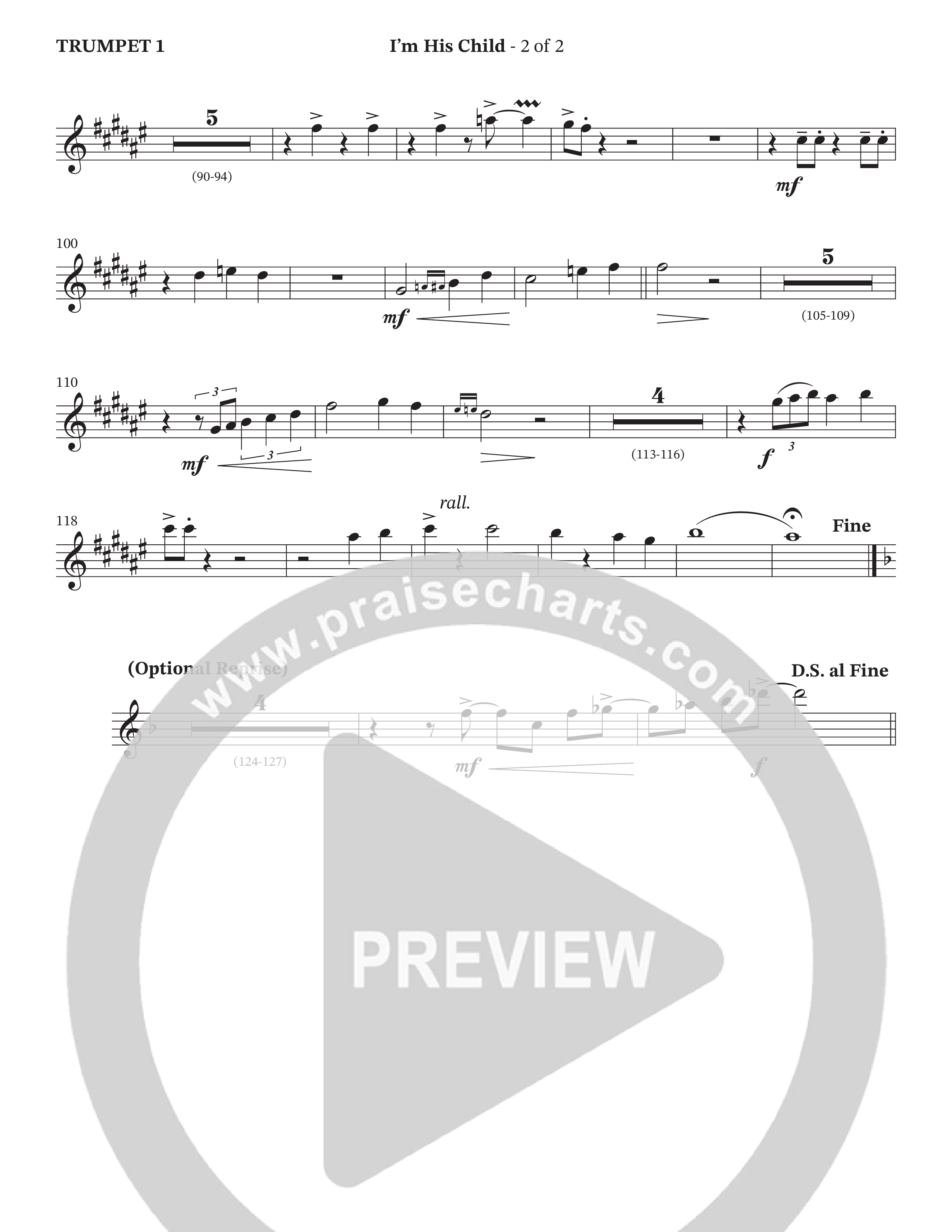 I'm His Child (with Jesus What A Wonderful Child) (Choral Anthem SATB) Trumpet 3 (Hillcrest Nashville / Arr. Wayne Haun / Orch. Jim Hammerly)