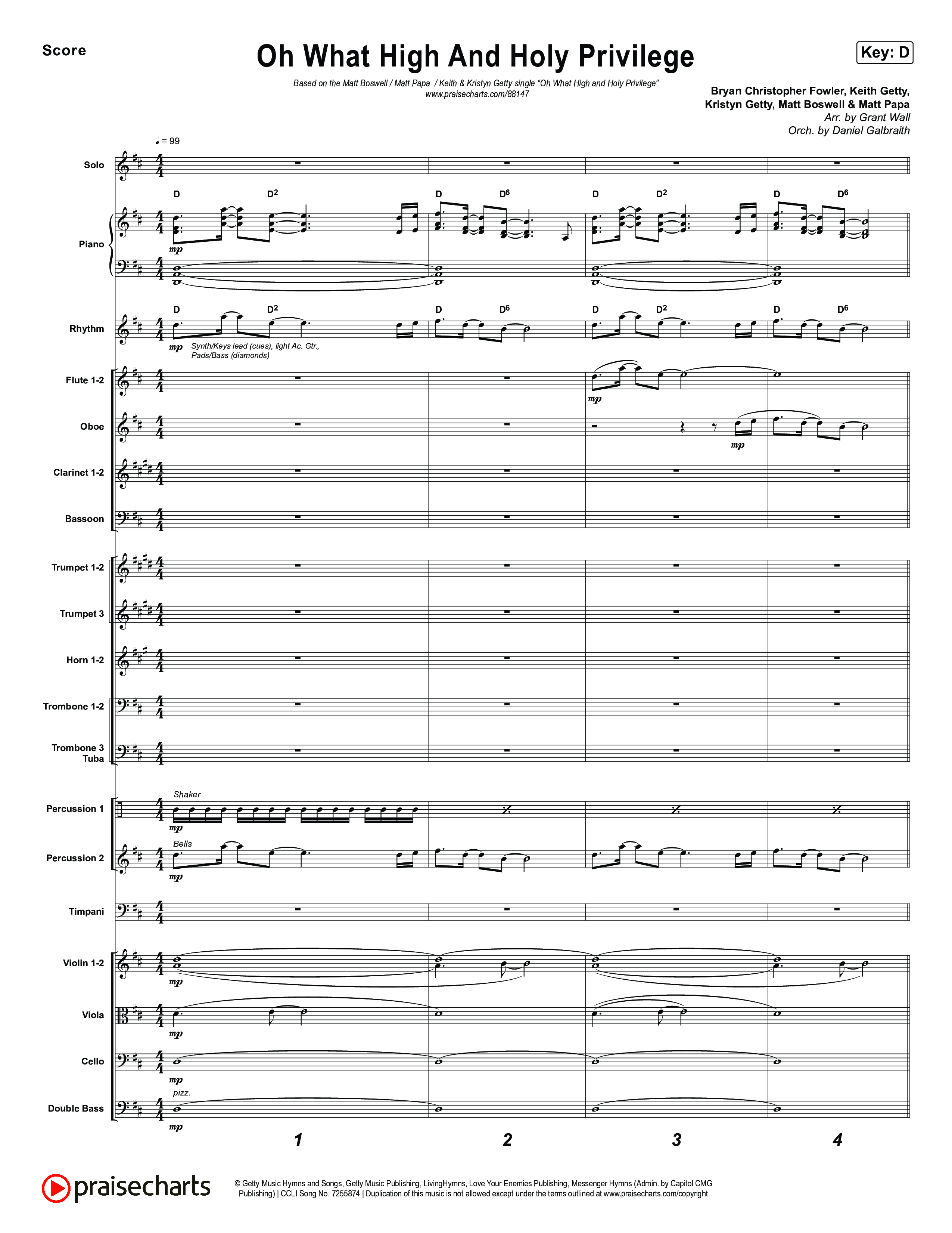 Oh What High And Holy Privilege Orchestration (Keith & Kristyn Getty / Matt Boswell / Matt Papa)