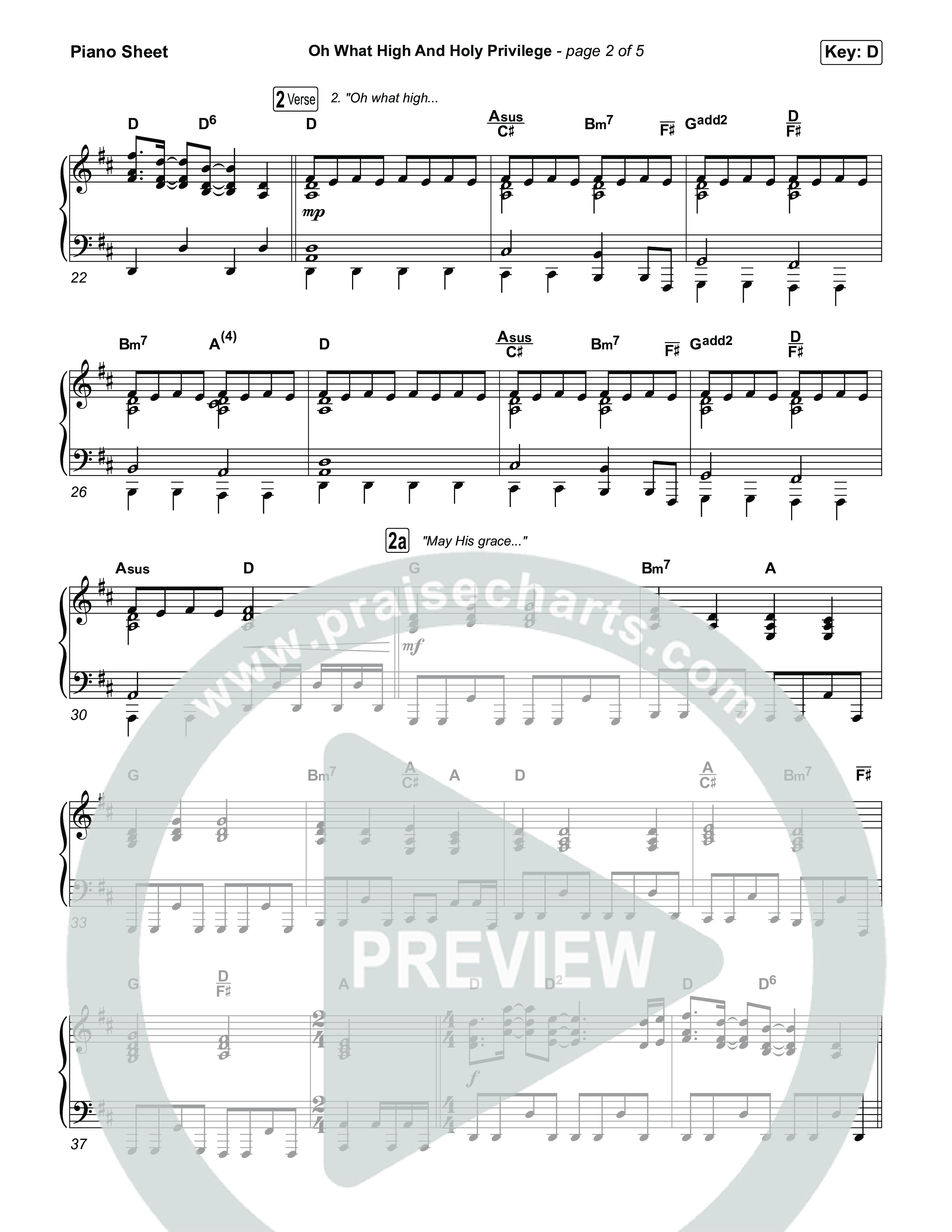 Oh What High And Holy Privilege Piano Sheet (Keith & Kristyn Getty / Matt Boswell / Matt Papa)