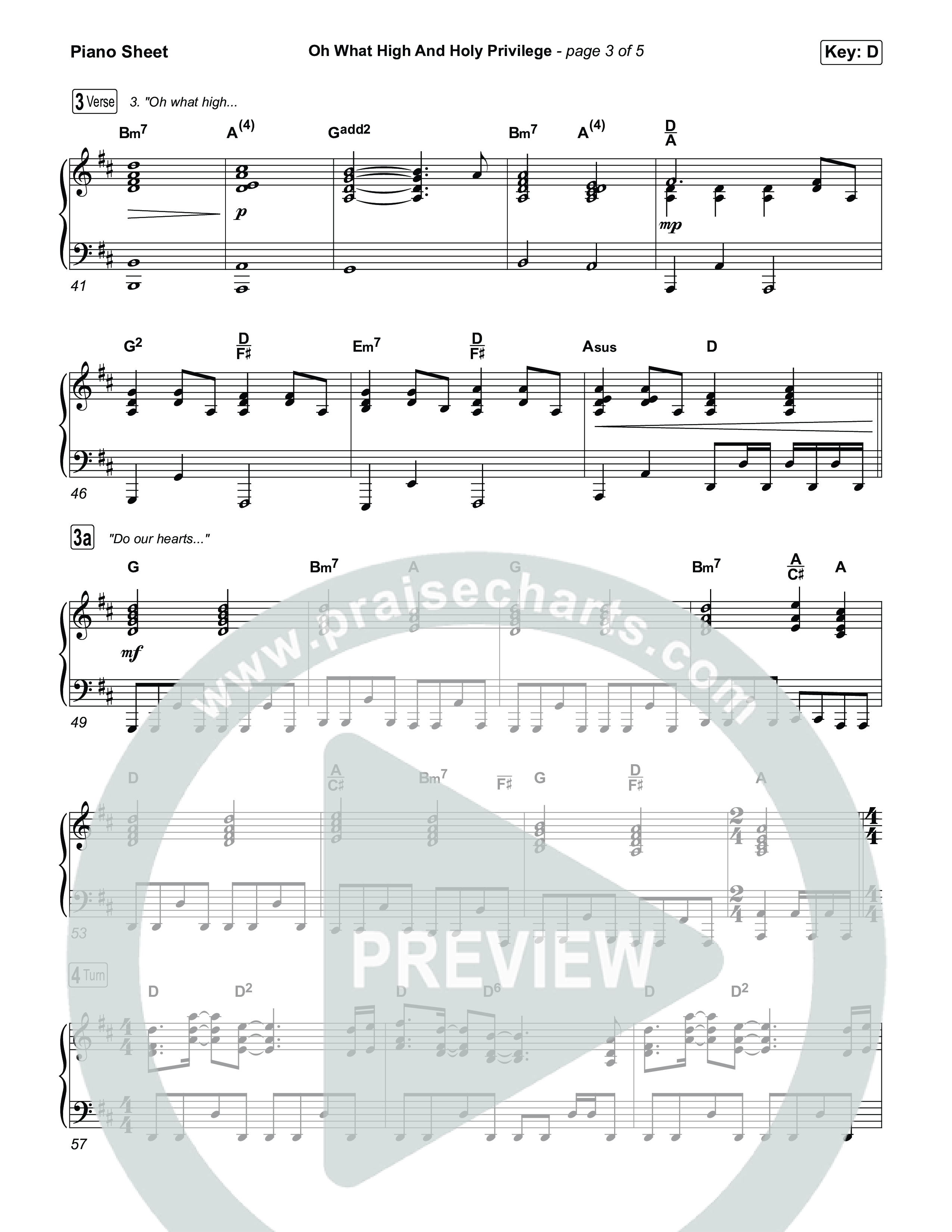 Oh What High And Holy Privilege Piano Sheet (Keith & Kristyn Getty / Matt Boswell / Matt Papa)
