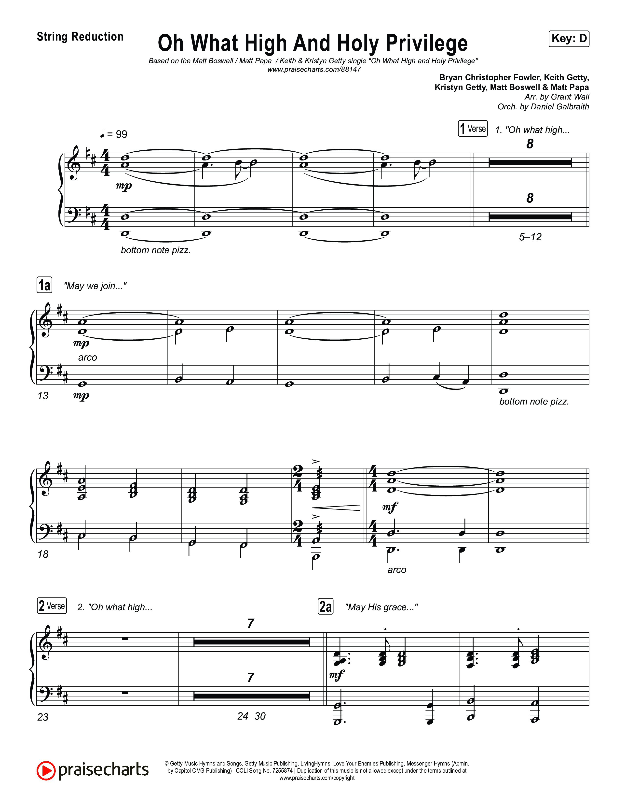 Oh What High And Holy Privilege String Reduction (Keith & Kristyn Getty / Matt Boswell / Matt Papa)