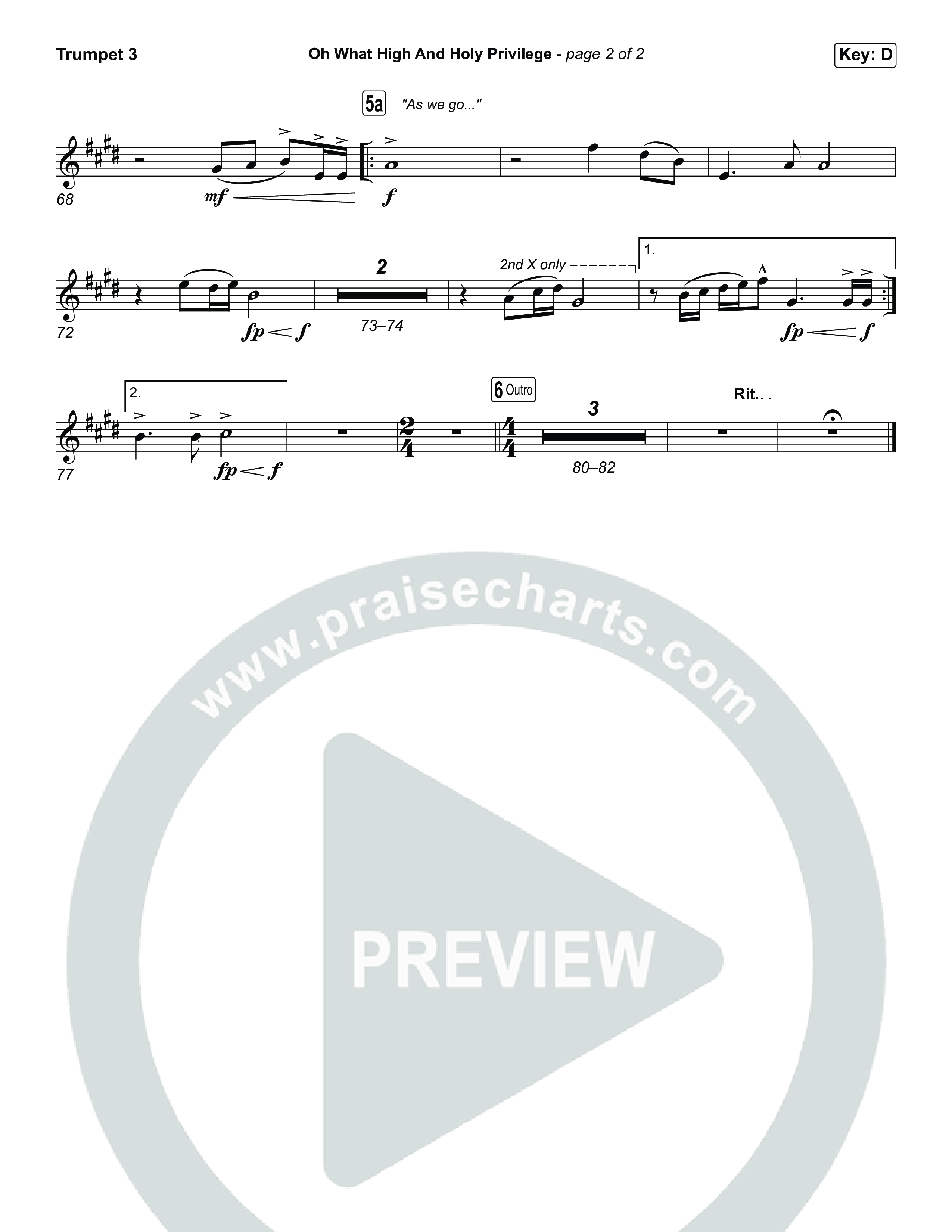 Oh What High And Holy Privilege Trumpet 3 (Keith & Kristyn Getty / Matt Boswell / Matt Papa)