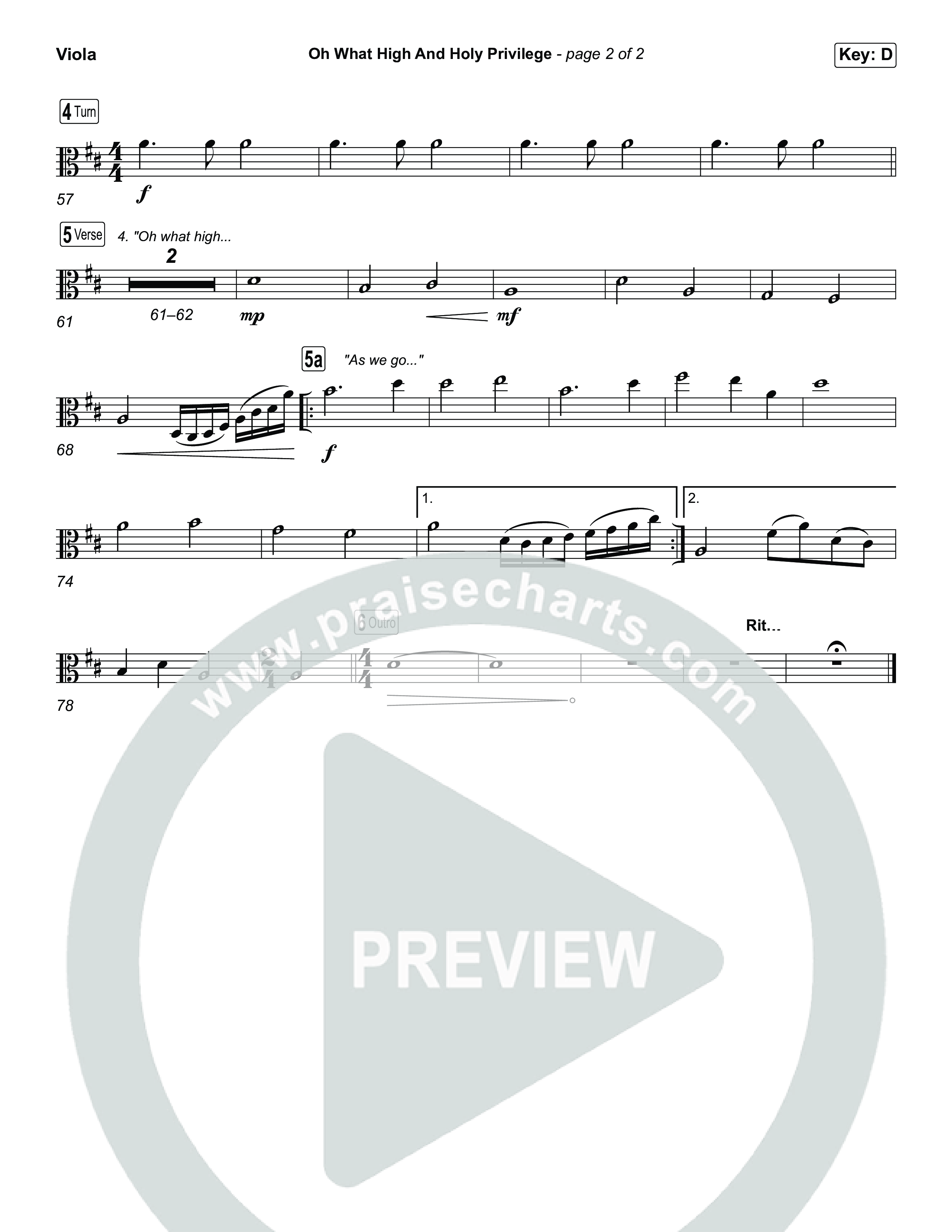 Oh What High And Holy Privilege Viola (Keith & Kristyn Getty / Matt Boswell / Matt Papa)