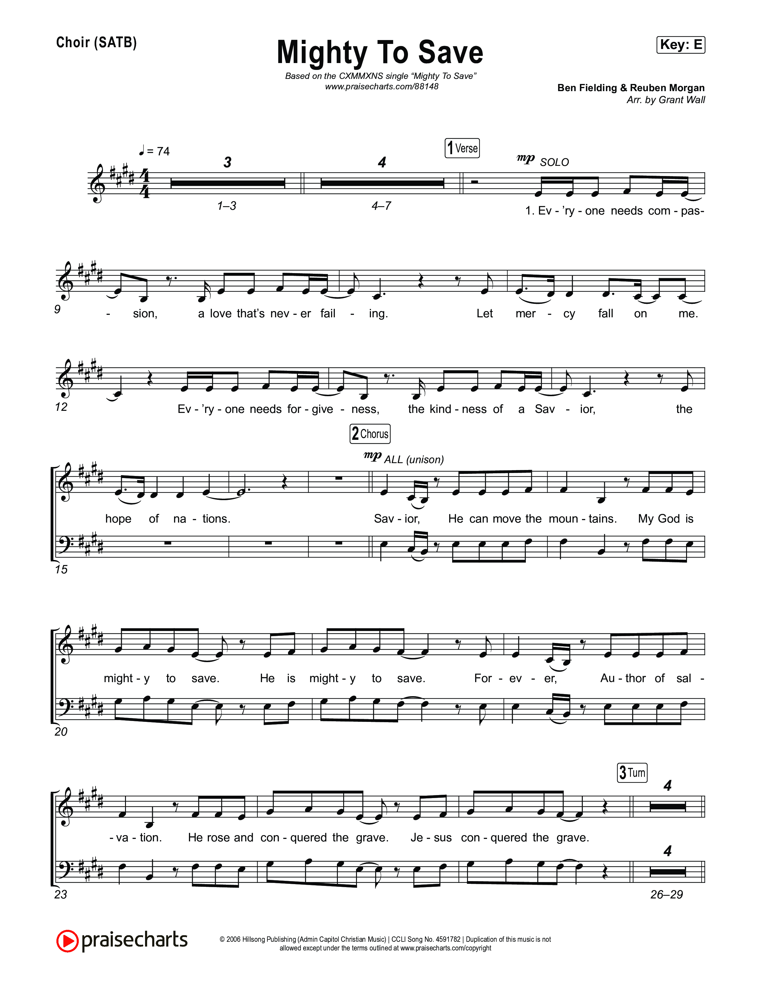 Mighty To Save Choir Sheet (SATB) (CXMMXNS / Bella Taylor Smith)