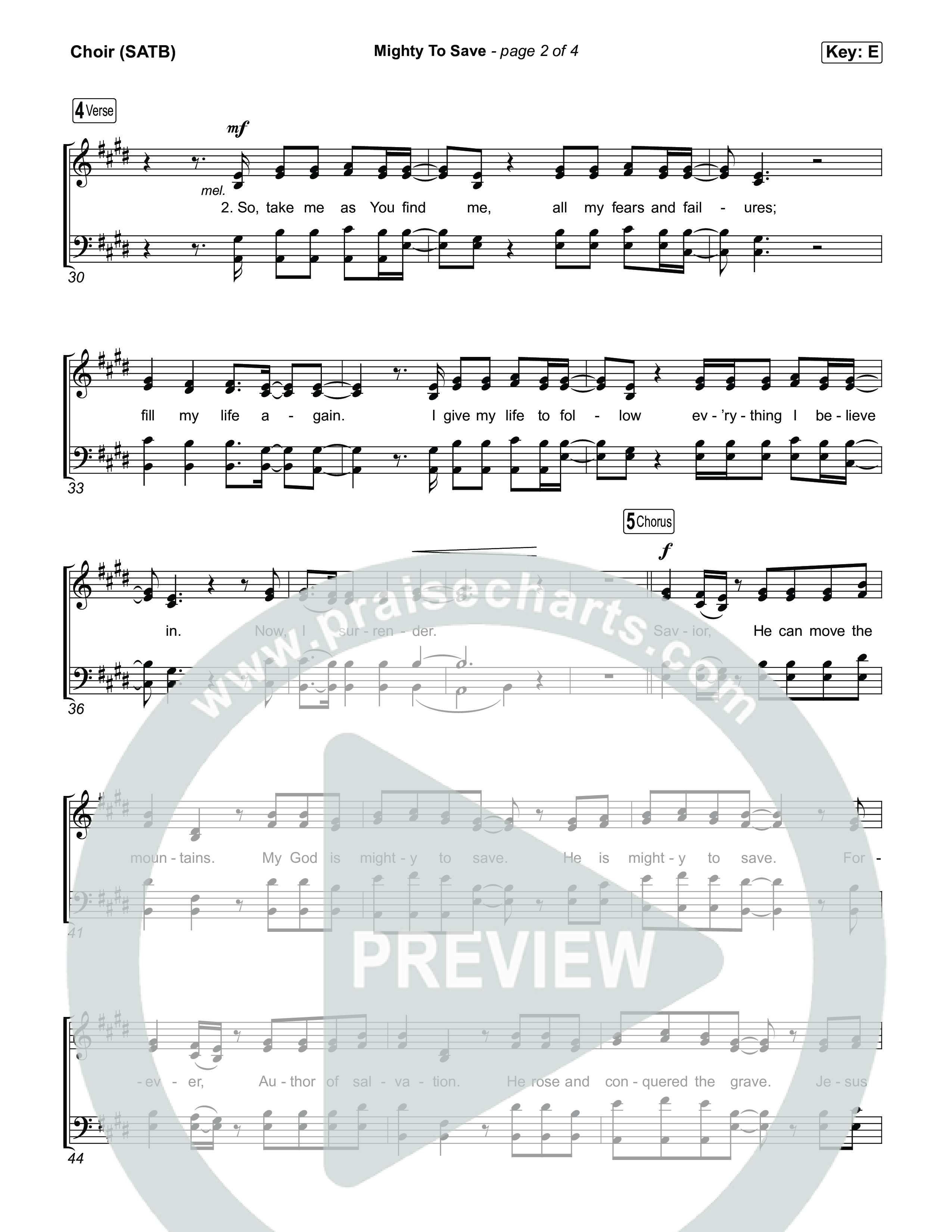 Mighty To Save Choir Sheet (SATB) (CXMMXNS / Bella Taylor Smith)