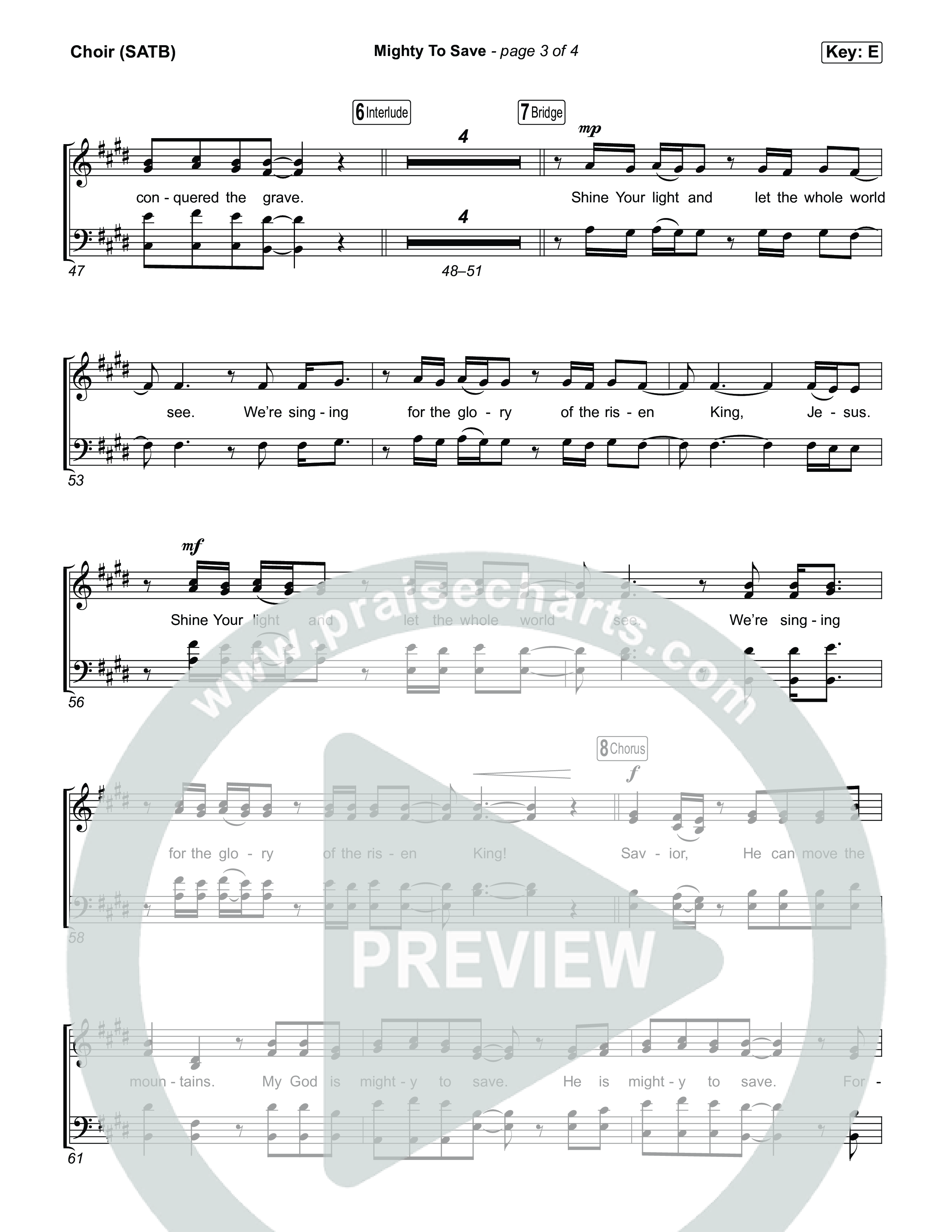 Mighty To Save Choir Sheet (SATB) (CXMMXNS / Bella Taylor Smith)