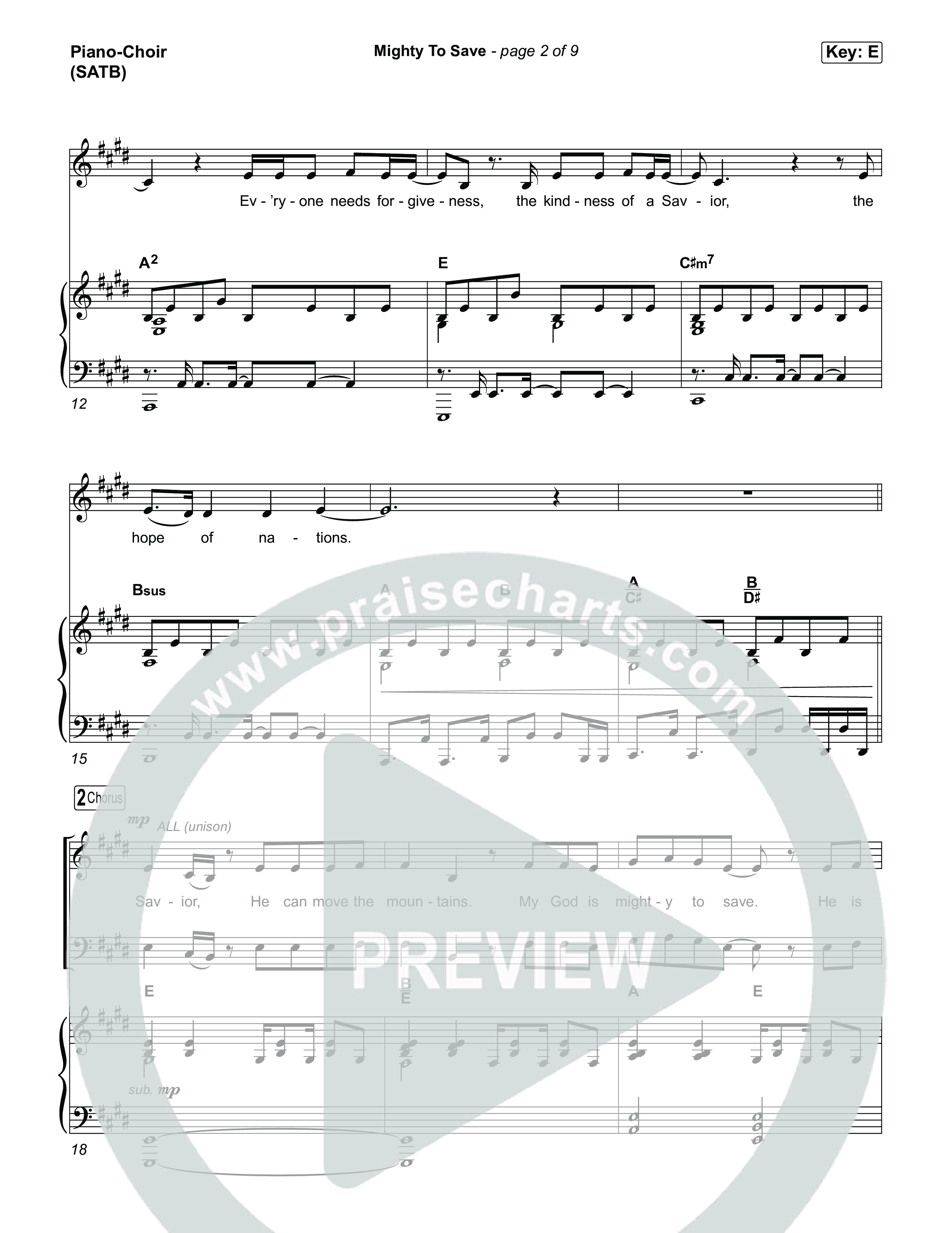 Mighty To Save Piano/Vocal (SATB) (CXMMXNS / Bella Taylor Smith)