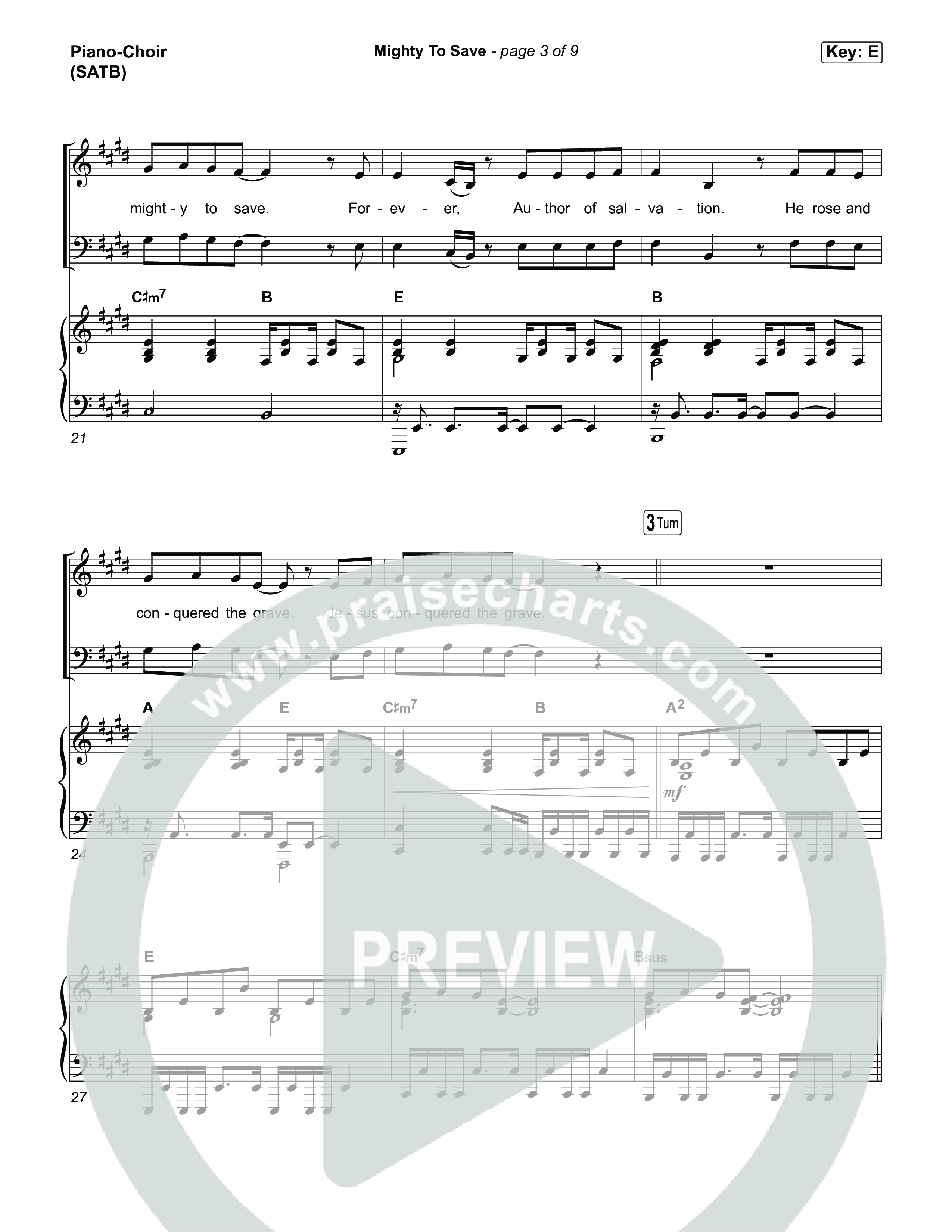 Mighty To Save Piano/Vocal (SATB) (CXMMXNS / Bella Taylor Smith)