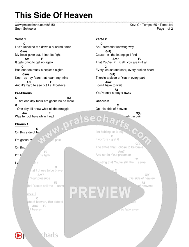 This Side Of Heaven Chords & Lyrics (Seph Schlueter)