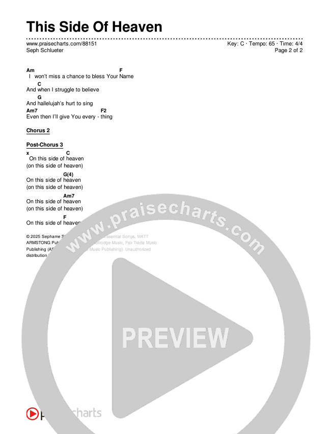 This Side Of Heaven Chords & Lyrics (Seph Schlueter)