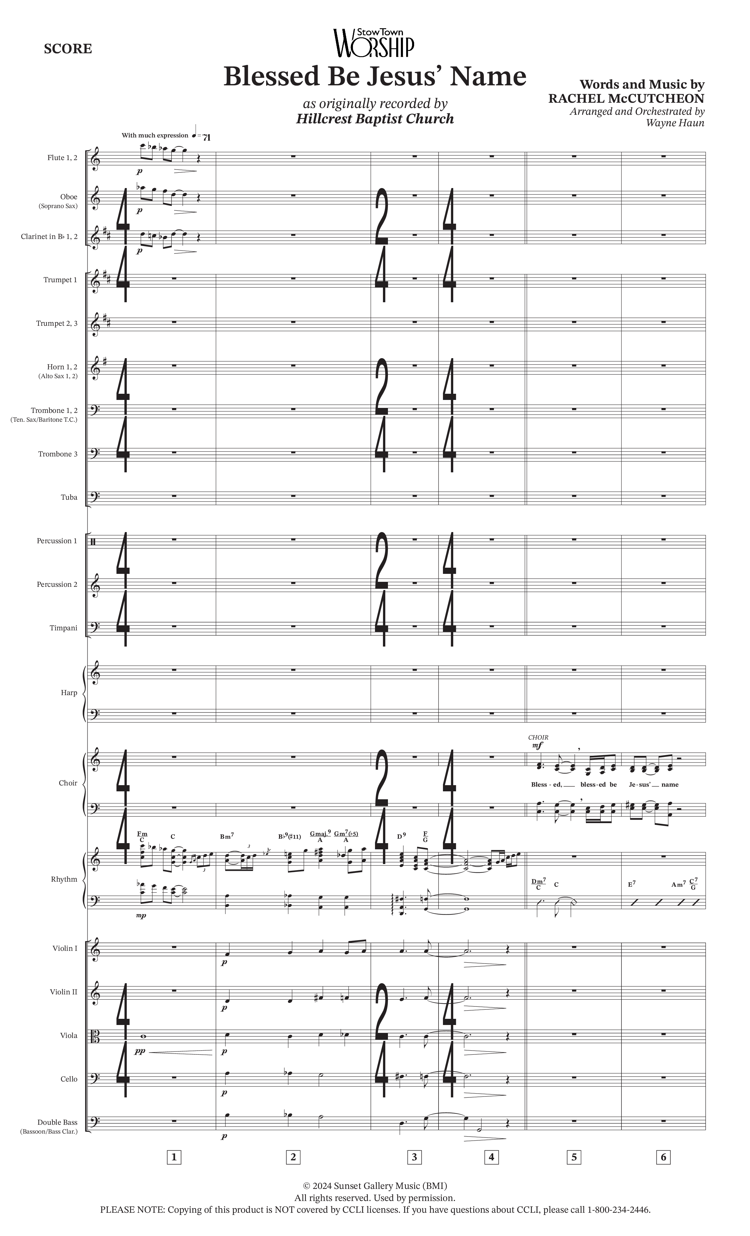 Blessed Be Jesus' Name (Choral Anthem SATB) Conductor's Score (Hillcrest Nashville / Arr. Wayne Haun)