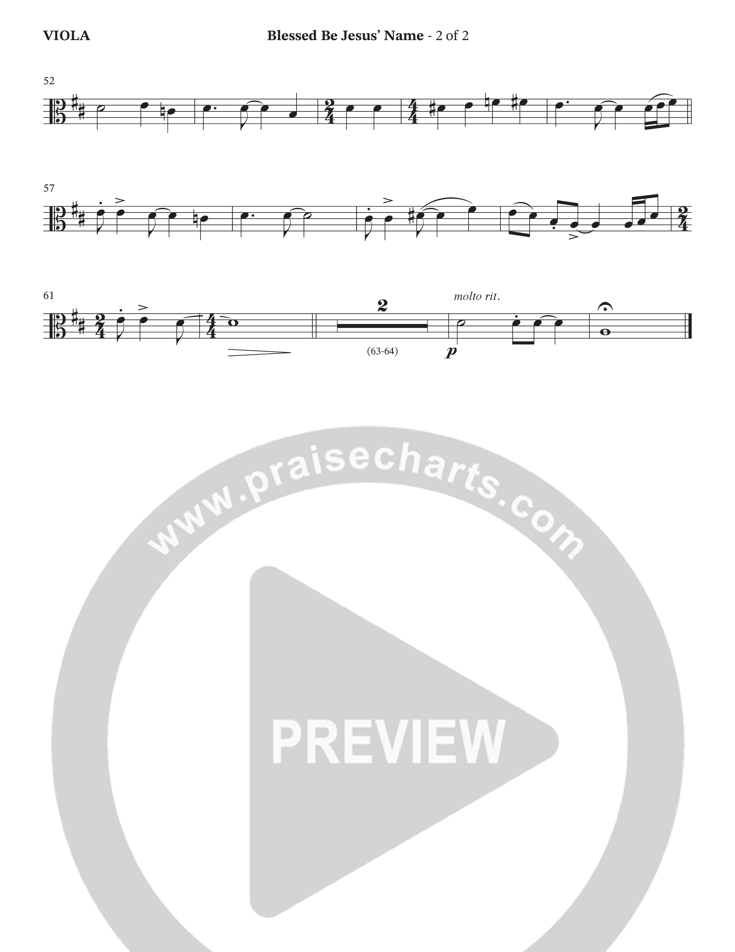 Blessed Be Jesus' Name (Choral Anthem SATB) Viola (Hillcrest Nashville / Arr. Wayne Haun)