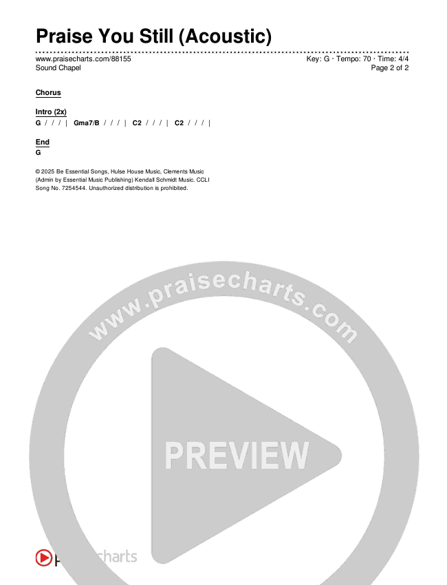 Praise You Still (Acoustic) Chords & Lyrics (Sound Chapel)