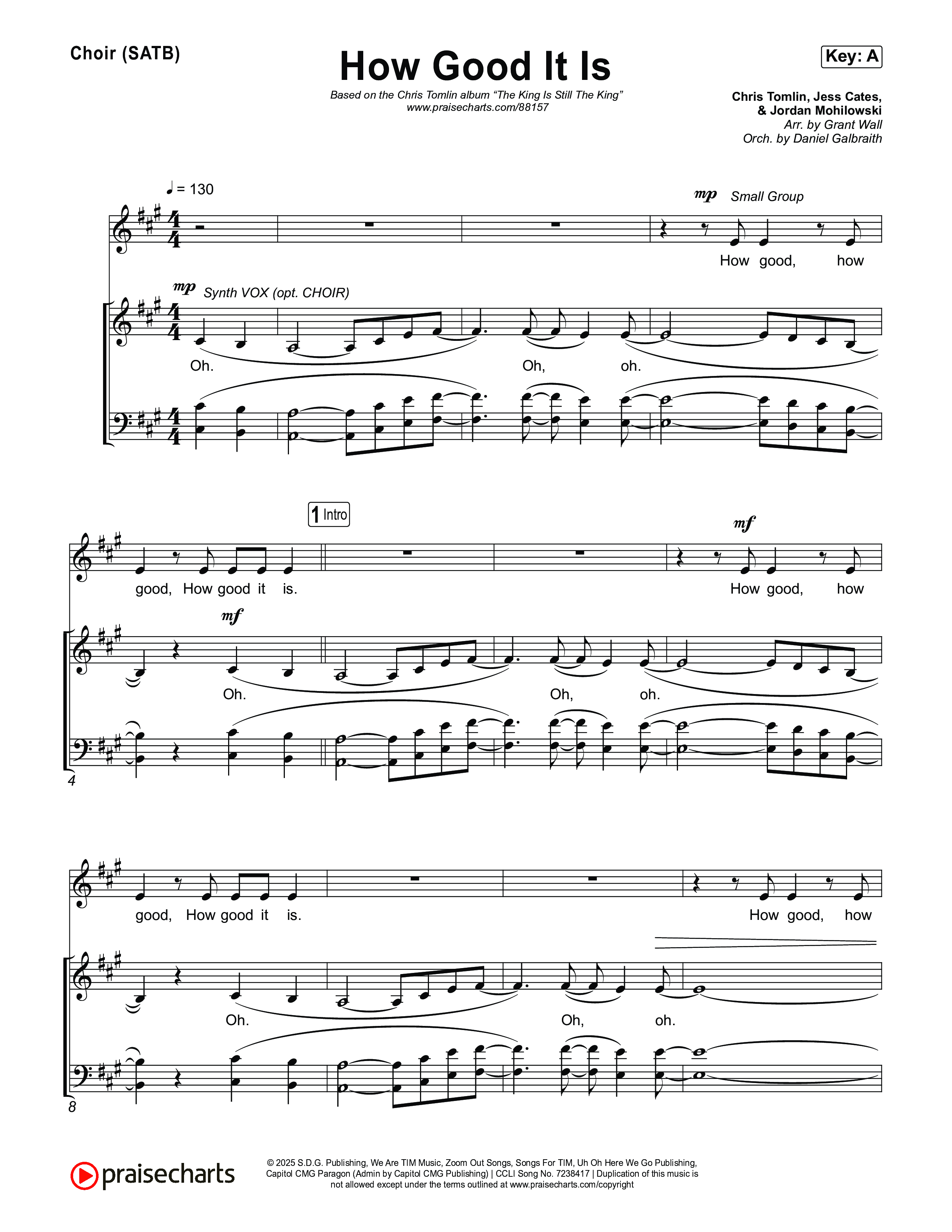 How Good It Is Choir Sheet (SATB) (Chris Tomlin)
