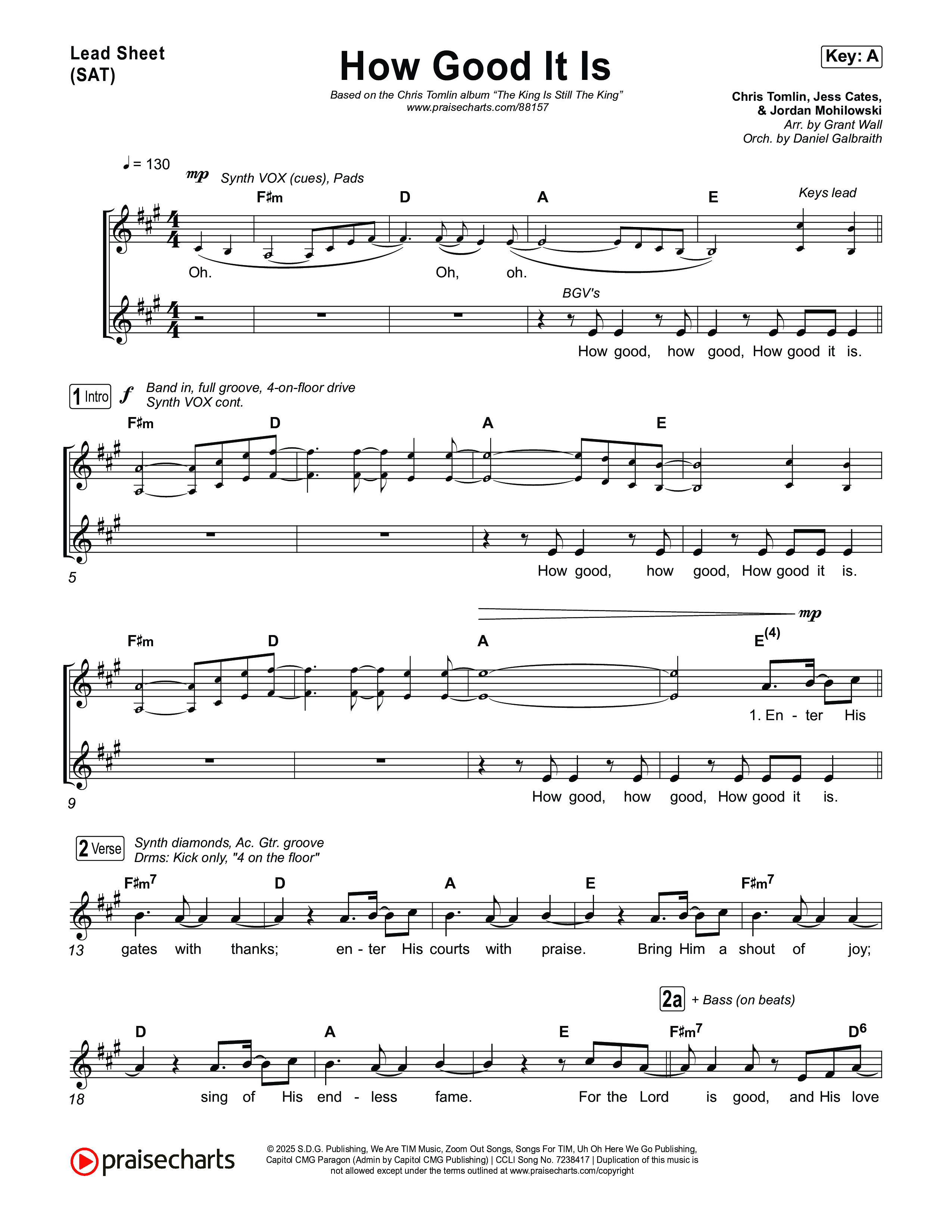 How Good It Is Lead Sheet (SAT) (Chris Tomlin)