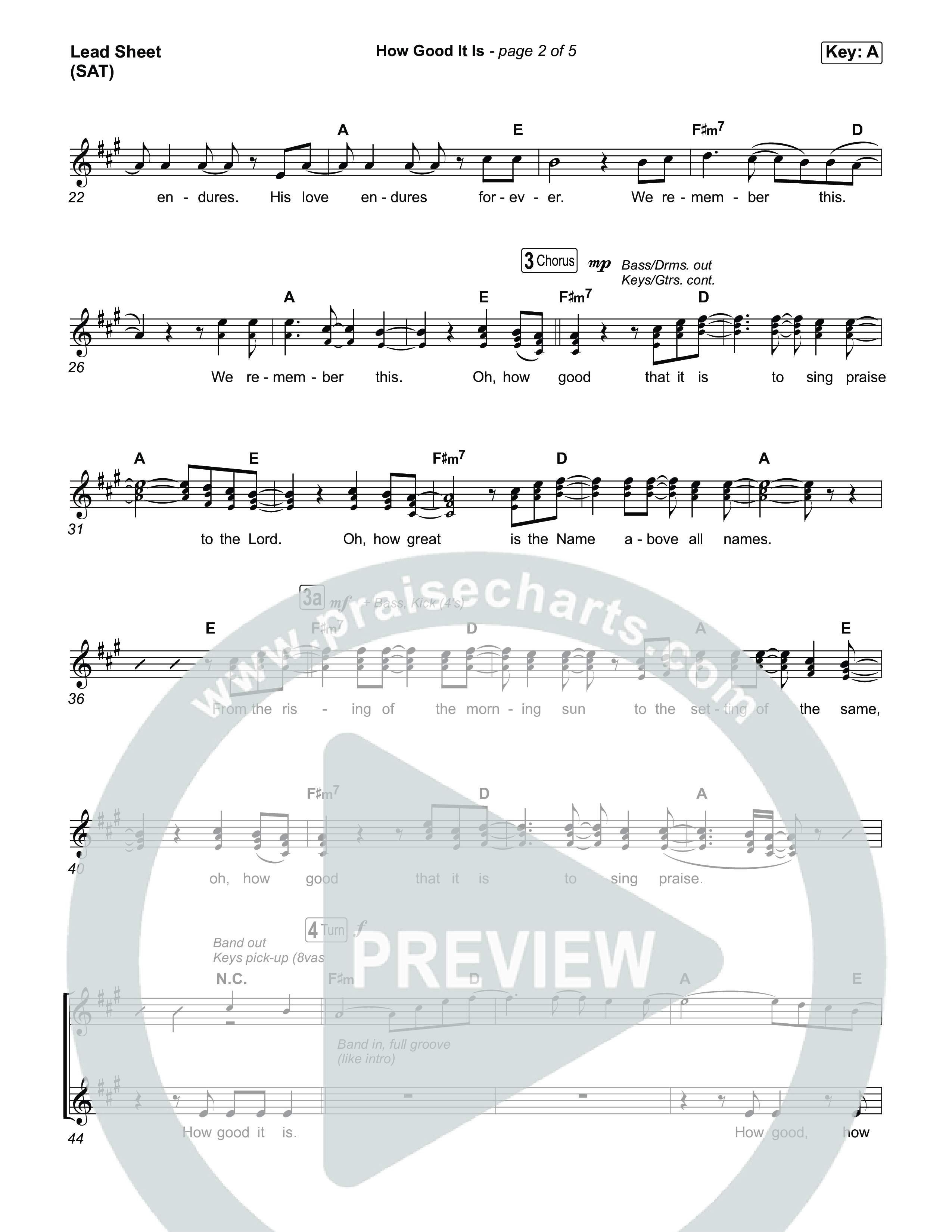 How Good It Is Lead Sheet (SAT) (Chris Tomlin)