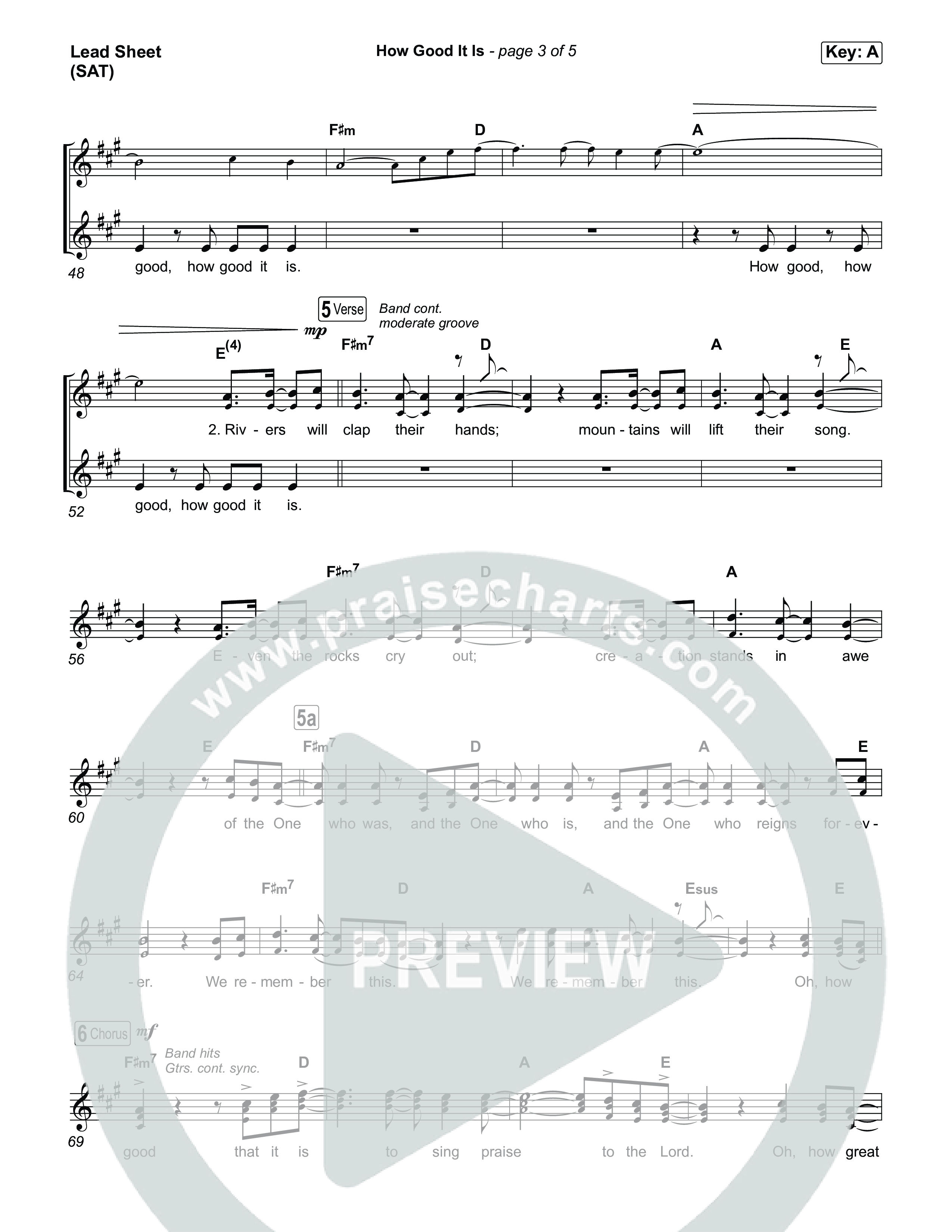 How Good It Is Lead Sheet (SAT) (Chris Tomlin)