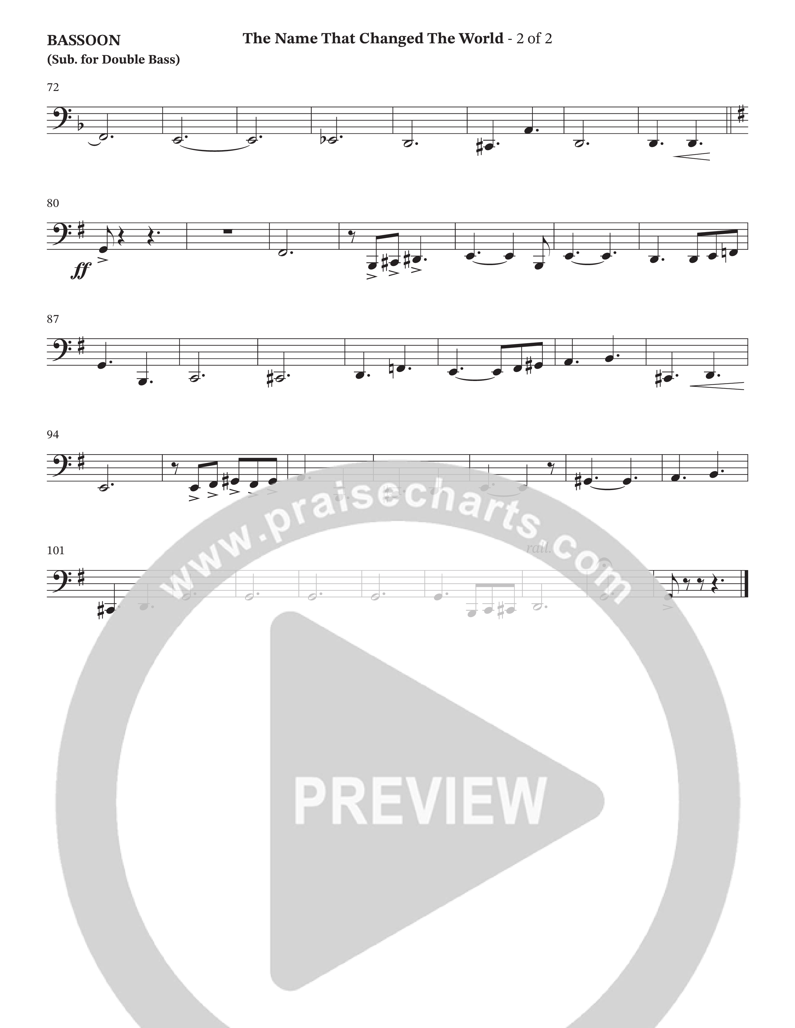 The Name That Changed The World (Choral Anthem SATB) Bassoon (Hillcrest Nashville / Arr. Wayne Haun)
