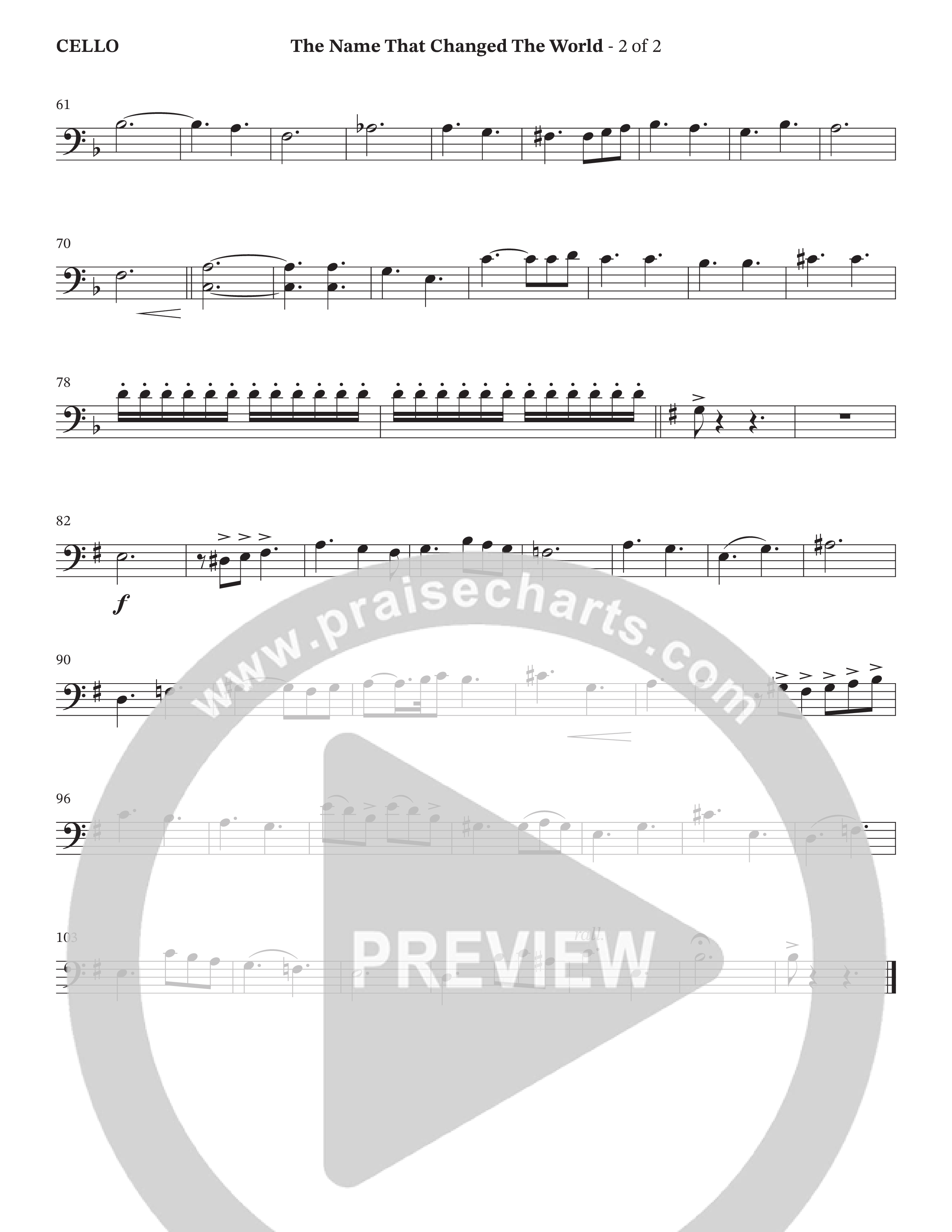 The Name That Changed The World (Choral Anthem SATB) Cello (Hillcrest Nashville / Arr. Wayne Haun)