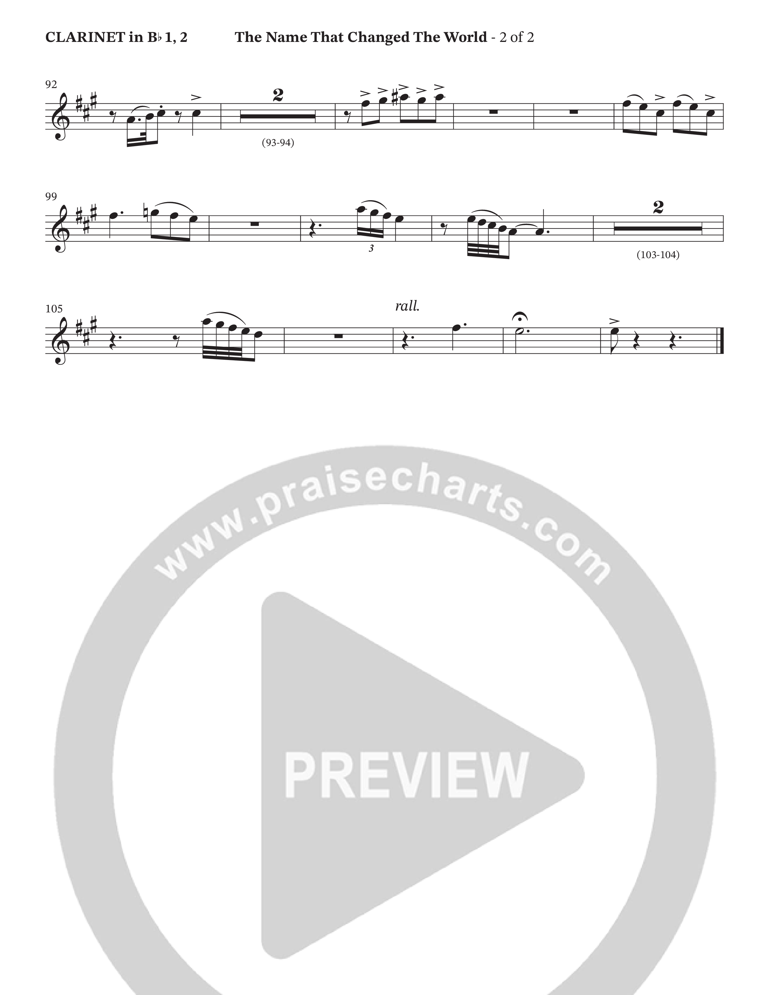 The Name That Changed The World (Choral Anthem SATB) Clarinet 1/2 (Hillcrest Nashville / Arr. Wayne Haun)