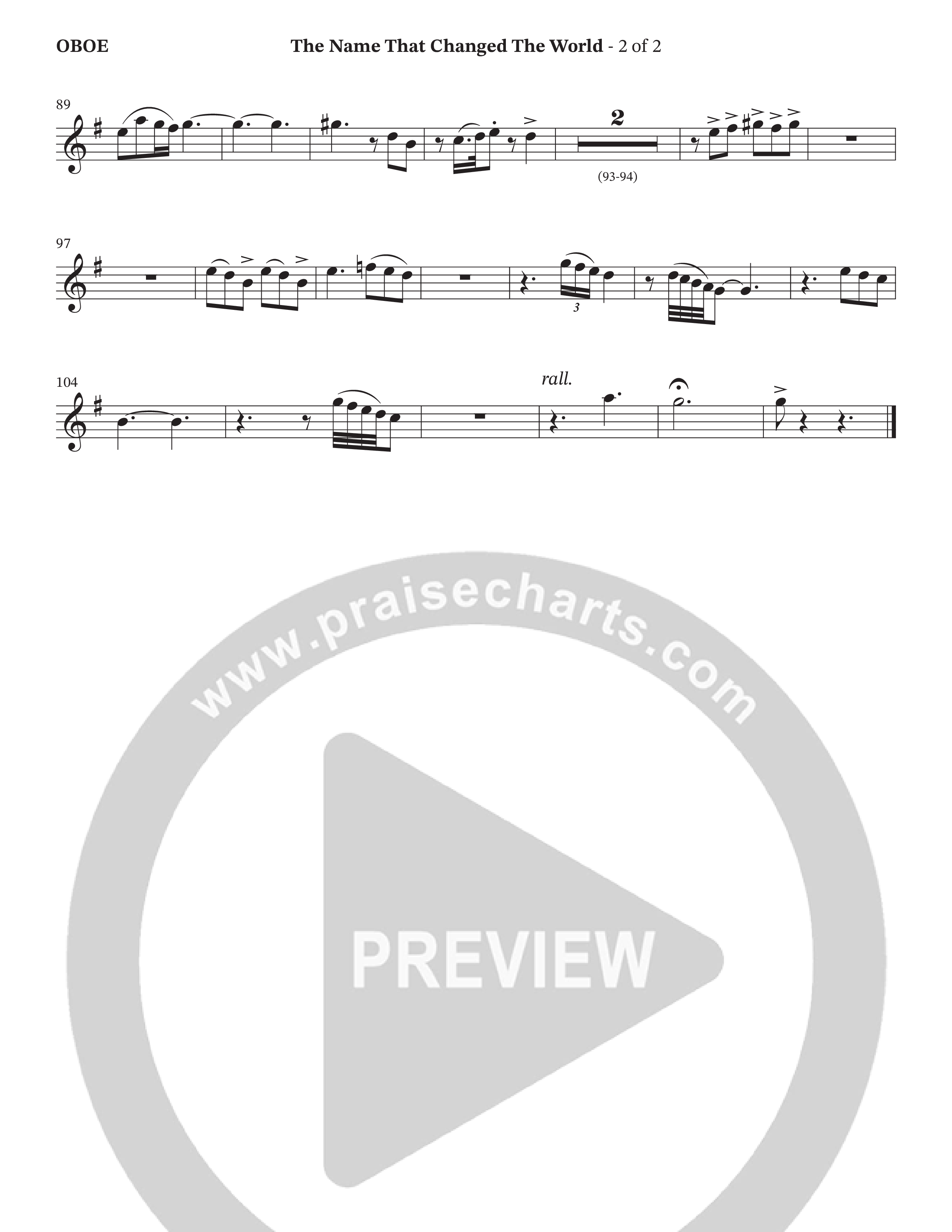 The Name That Changed The World (Choral Anthem SATB) Oboe (Hillcrest Nashville / Arr. Wayne Haun)