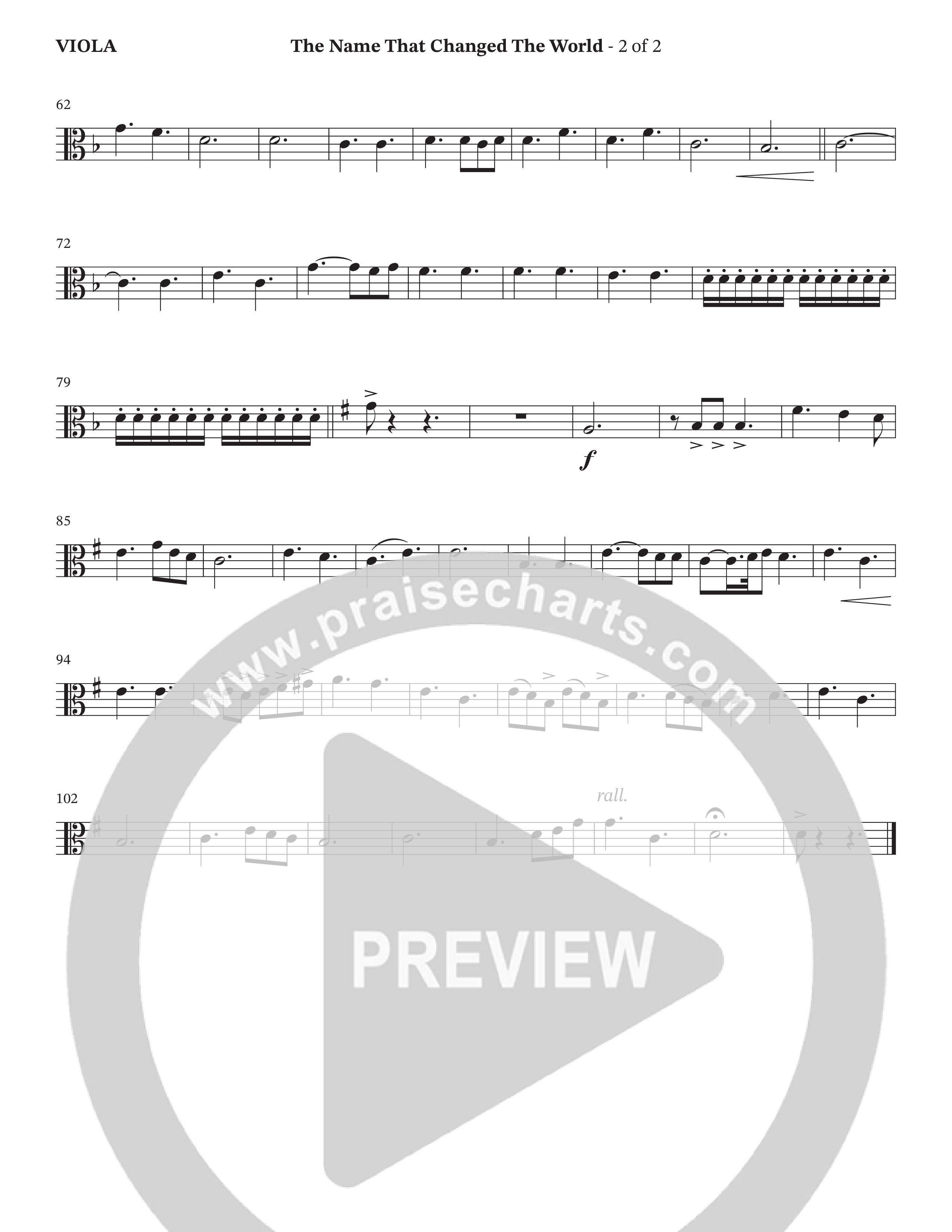 The Name That Changed The World (Choral Anthem SATB) Viola (Hillcrest Nashville / Arr. Wayne Haun)