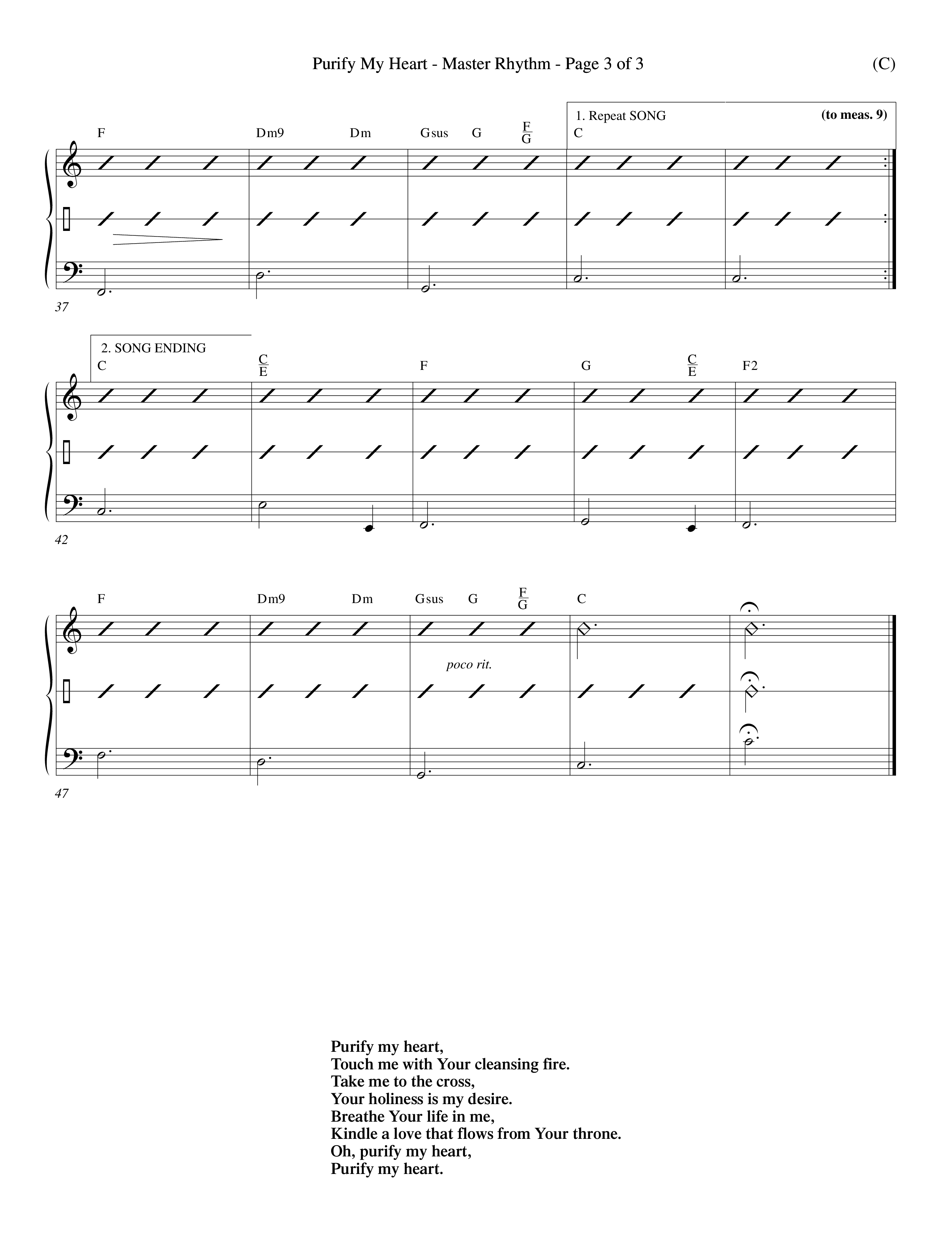 Purify My Heart (Choral Anthem SATB) Rhythm Chart (Word Music Choral / Orch. David Winkler)