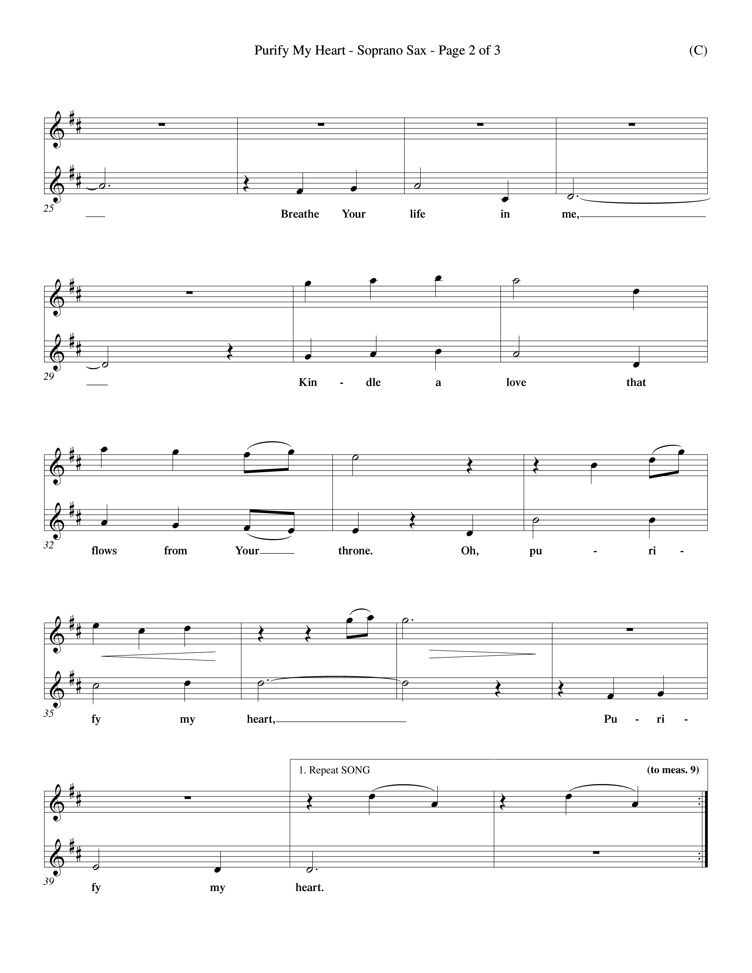 Purify My Heart (Choral Anthem SATB) Saxophone (Word Music Choral / Orch. David Winkler)