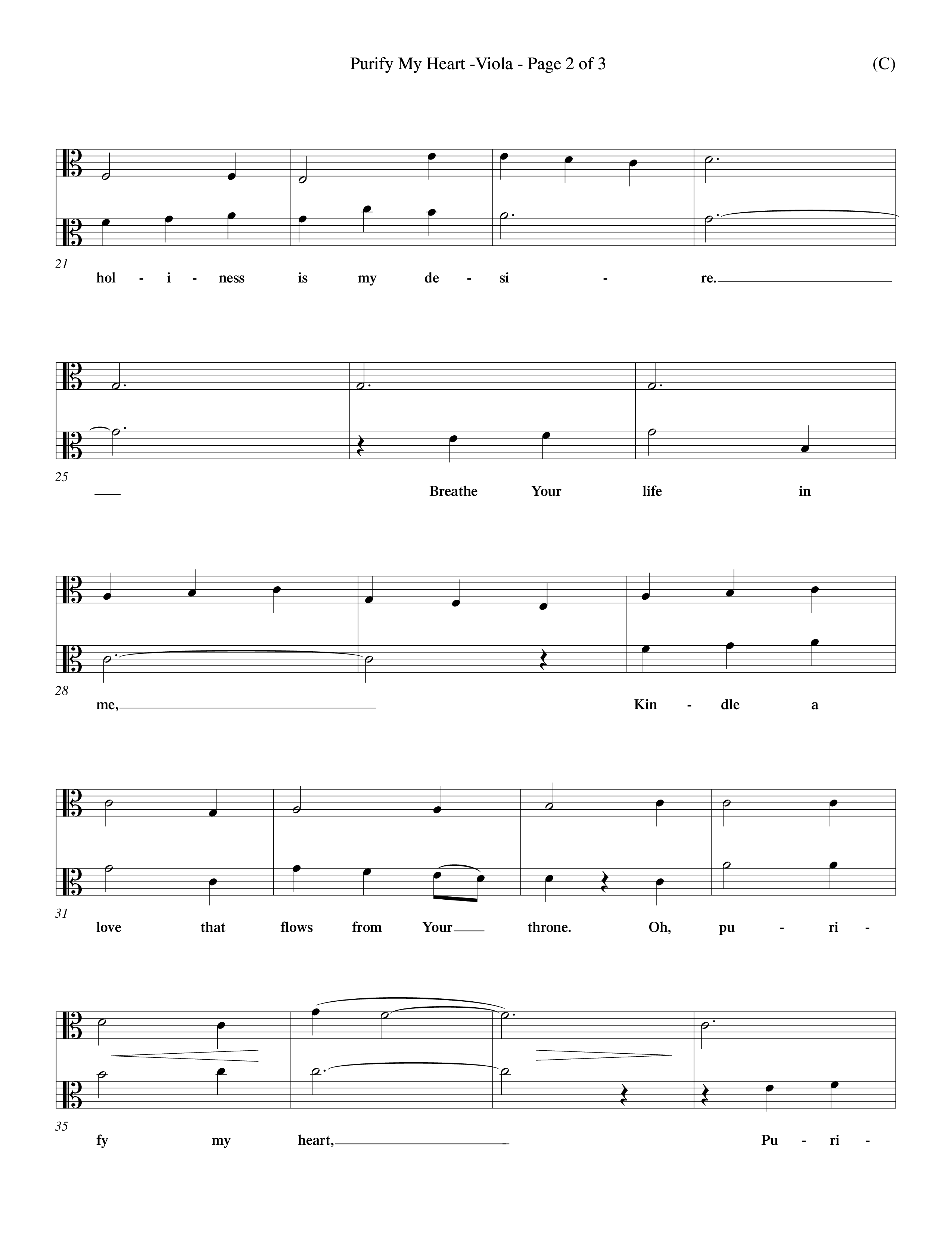Purify My Heart (Choral Anthem SATB) Viola (Word Music Choral / Orch. David Winkler)