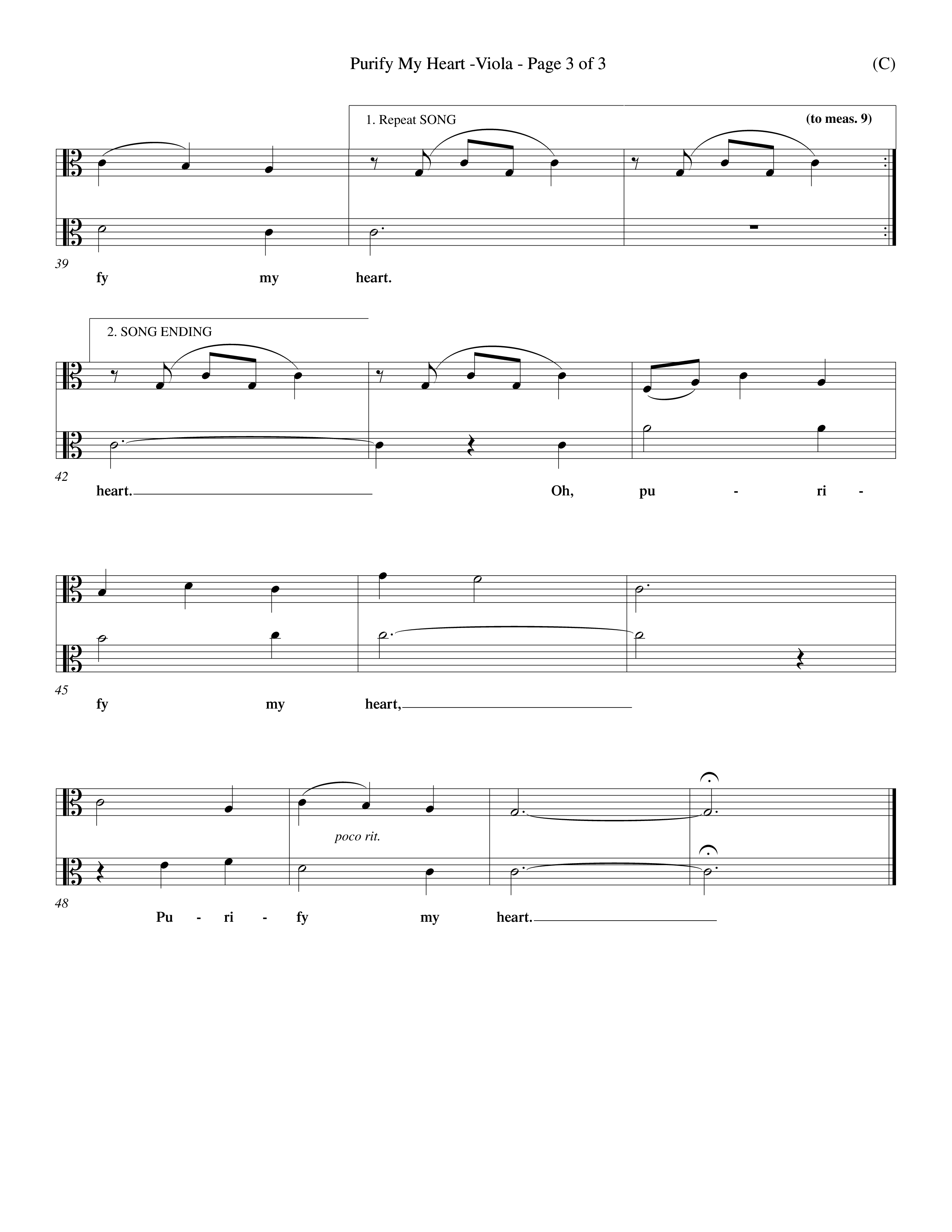 Purify My Heart (Choral Anthem SATB) Viola (Word Music Choral / Orch. David Winkler)